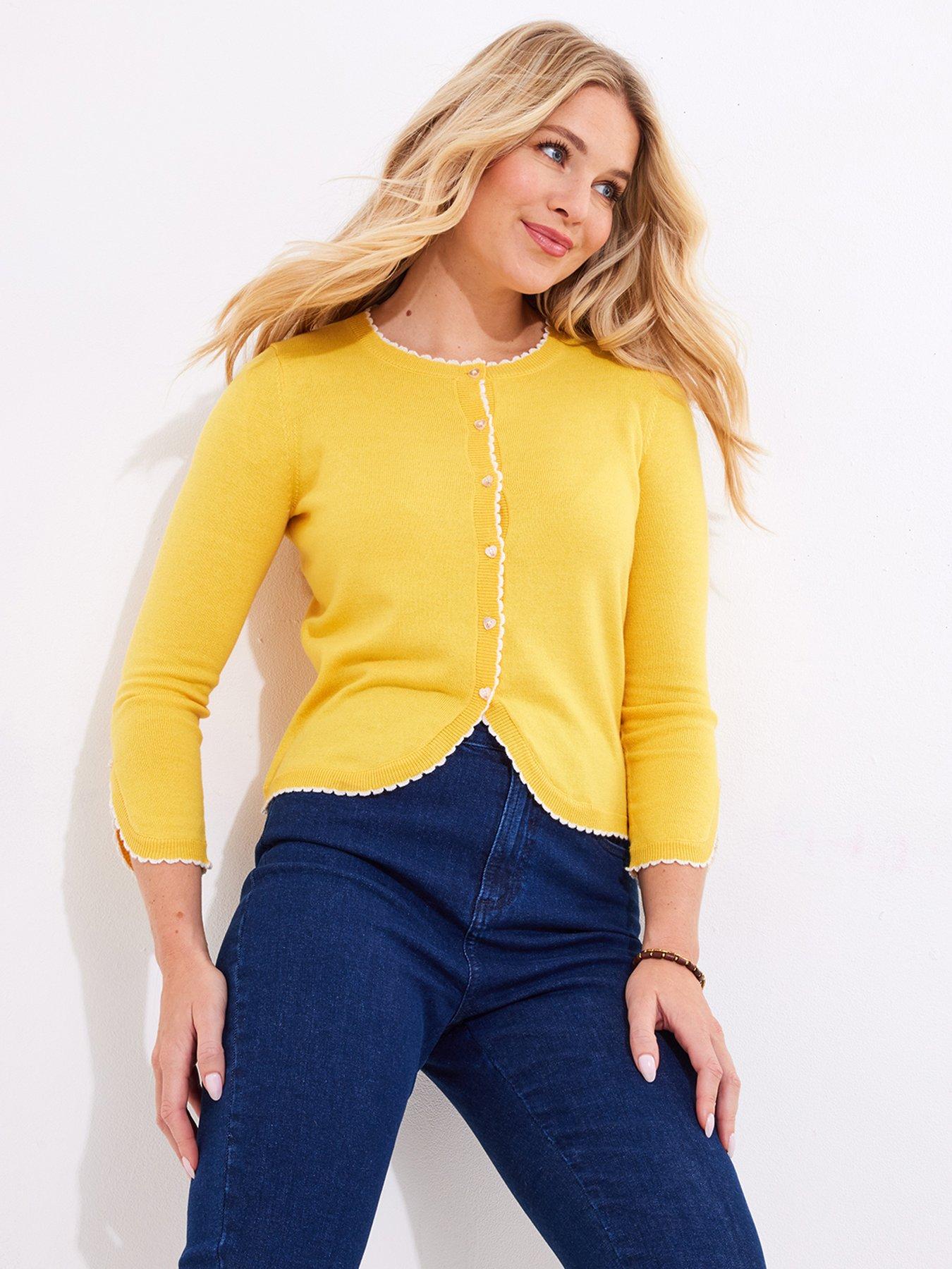 joe-browns-sylvie-tulip-sleeve-fine-knit-cardigan-yellow