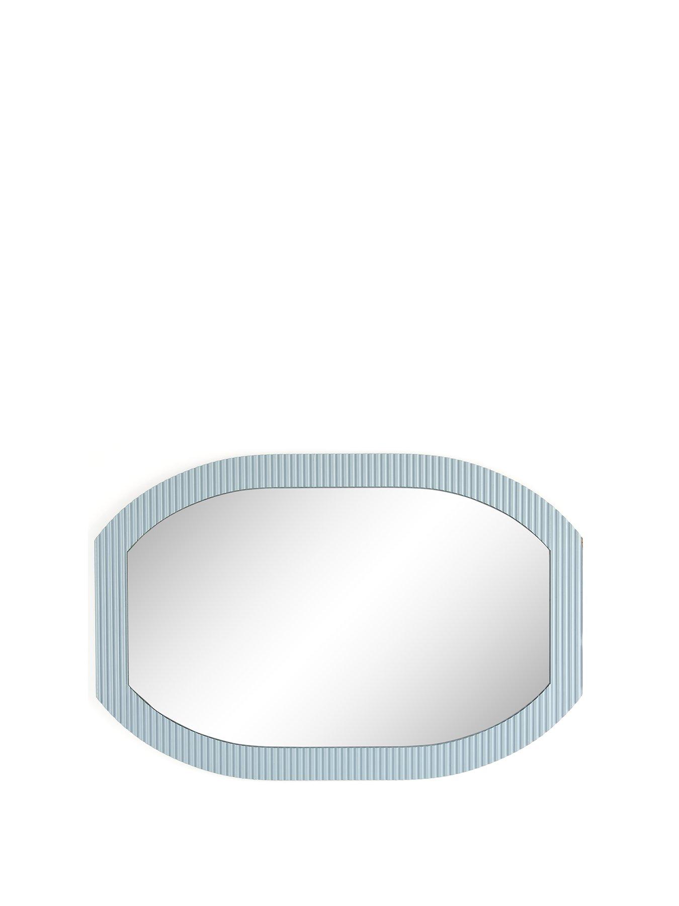 Image 2 of 4 of The Very Collection Ribbed Blue Oval Mirror 60x90cm