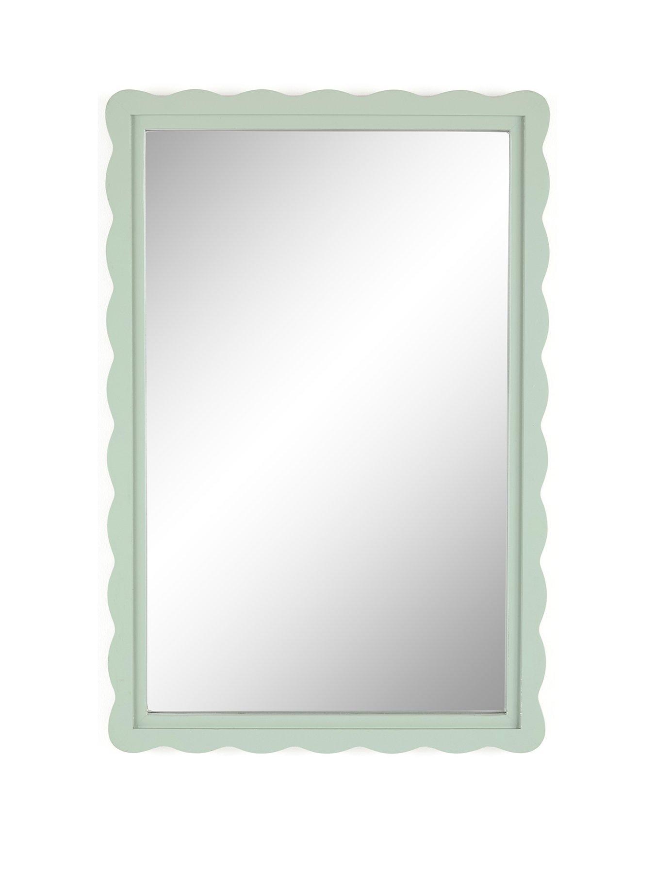Image 2 of 5 of The Very Collection Green Scalloped Edge Mirror 40x60cm
