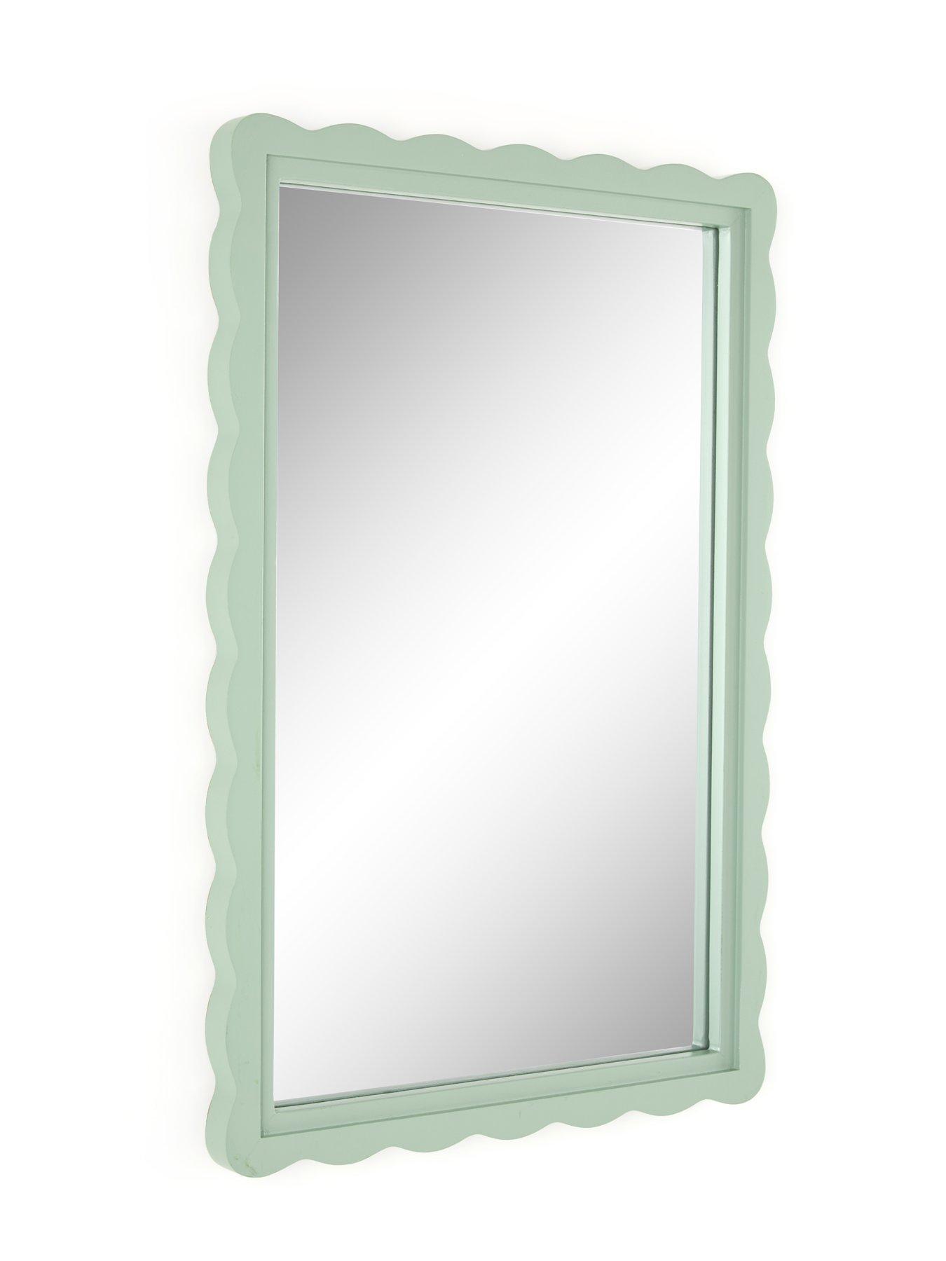 Image 3 of 5 of The Very Collection Green Scalloped Edge Mirror 40x60cm
