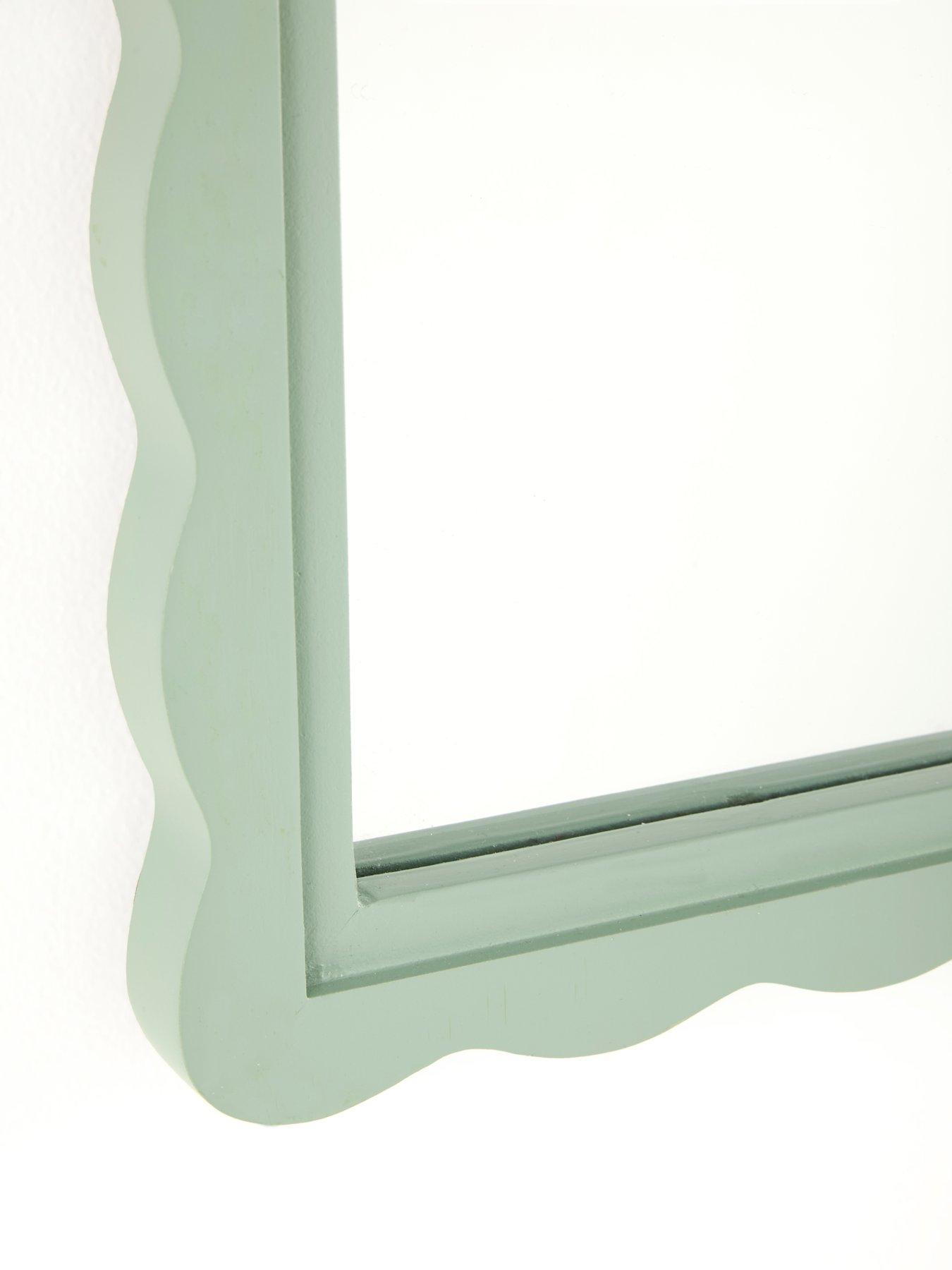 Image 4 of 5 of The Very Collection Green Scalloped Edge Mirror 40x60cm