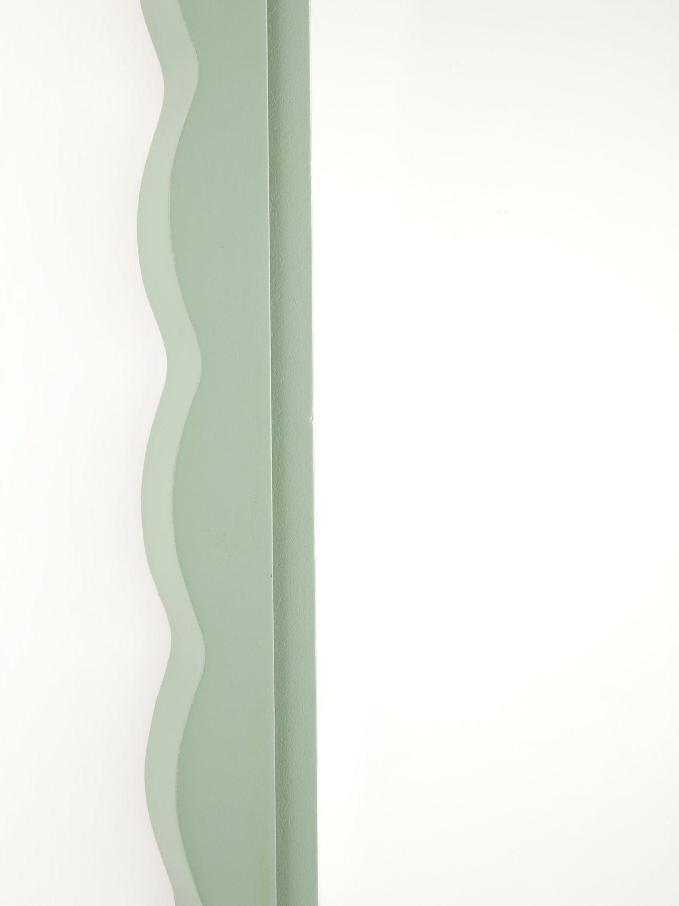 Image 5 of 5 of The Very Collection Green Scalloped Edge Mirror 40x60cm