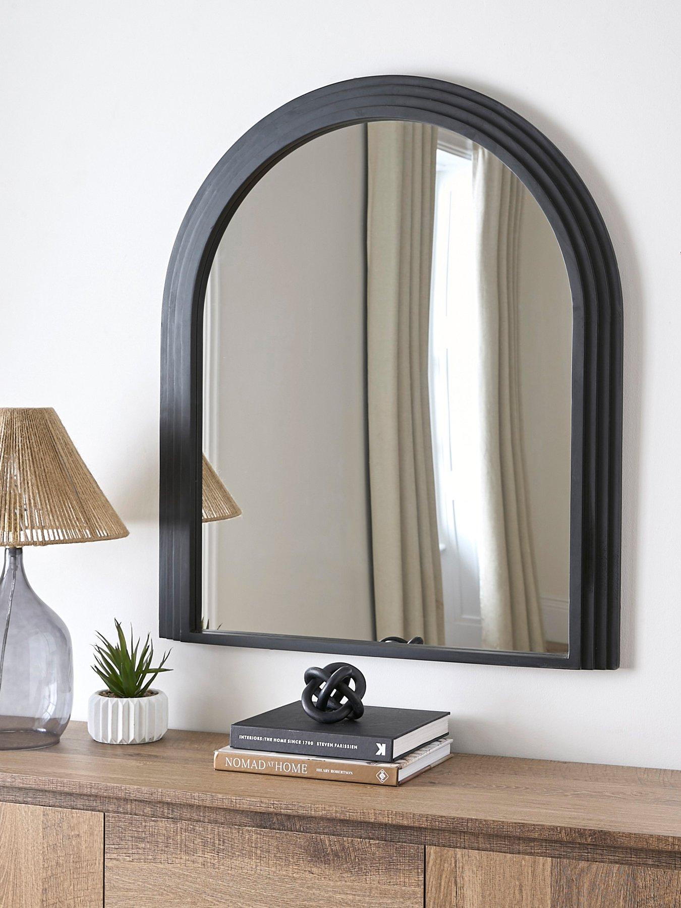 The Very Collection Arched Black Ribbed Edge Mirror 77x90cm