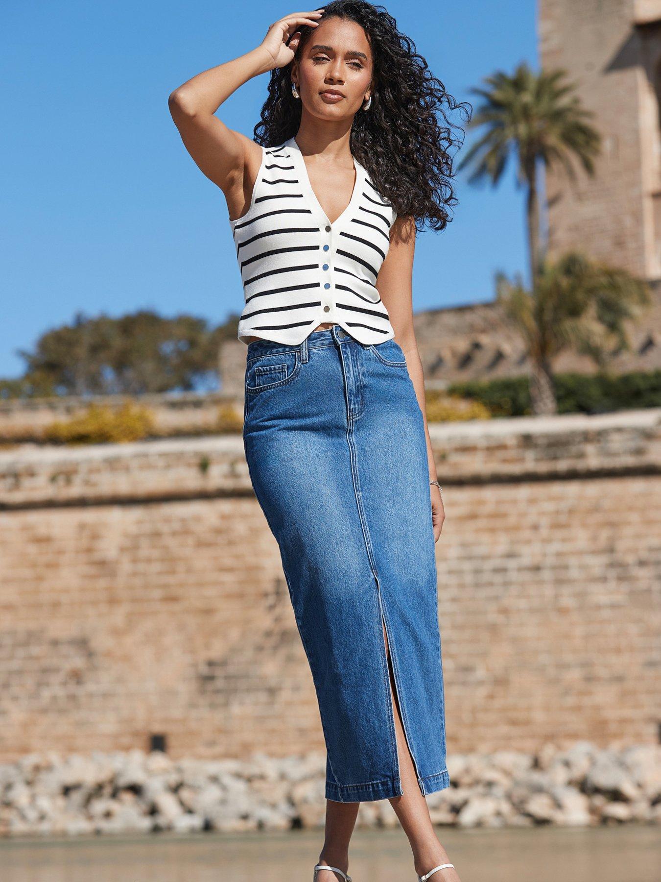Image 3 of 3 of Sosandar Ivory &amp; Black Stripe Knitted Waistcoat - Multi