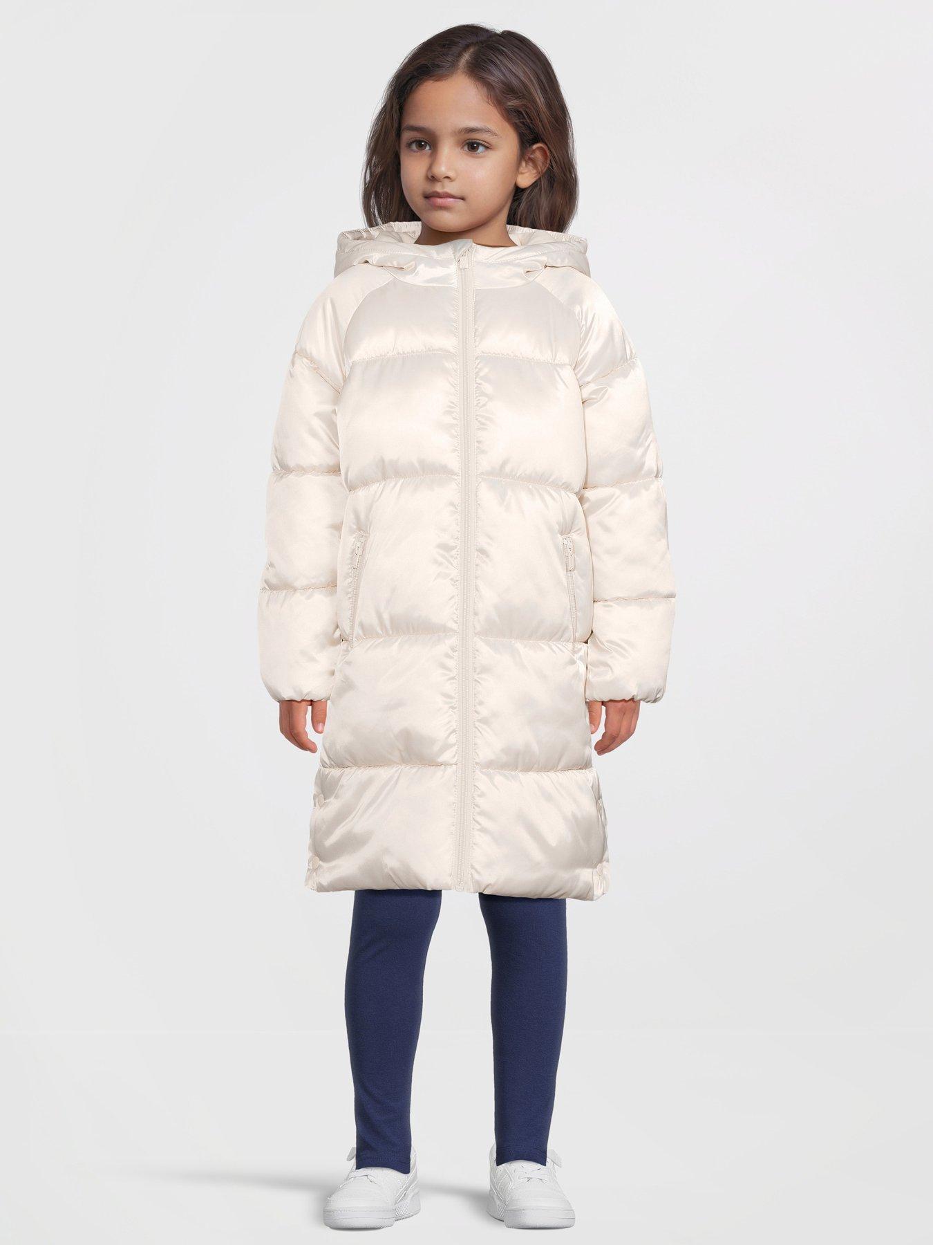 V by Very Girls Shorter Length Padded Heavy Weight Coat - Oyster Metallic