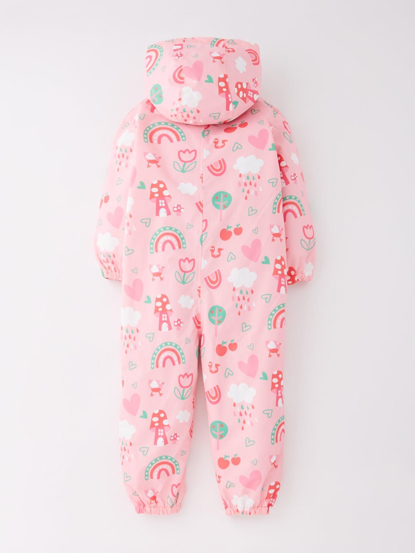 Image 2 of 4 of Mini V by Very Girls Printed Shower Resistant Puddlesuit - Pink