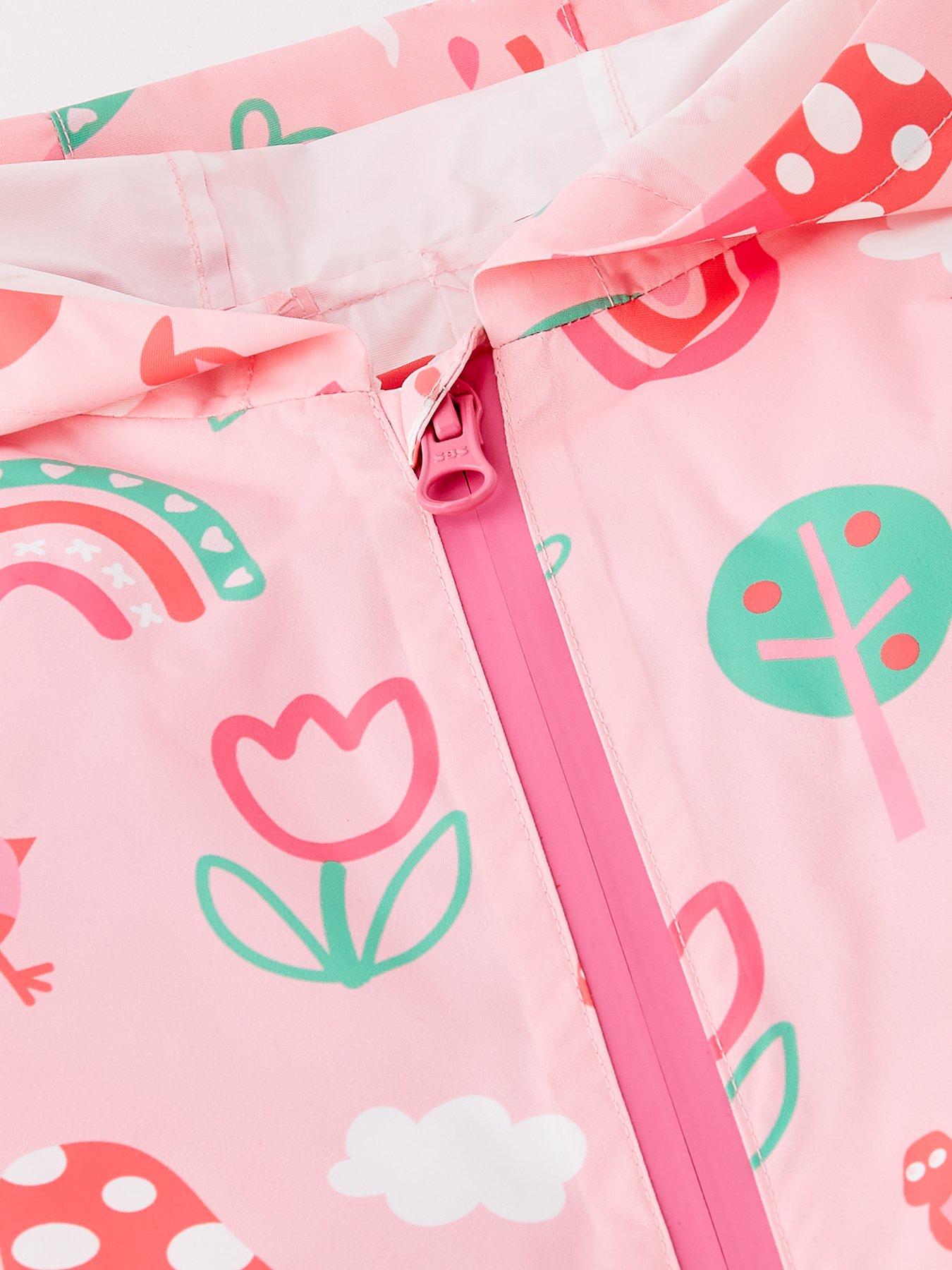 Image 3 of 4 of Mini V by Very Girls Printed Shower Resistant Puddlesuit - Pink