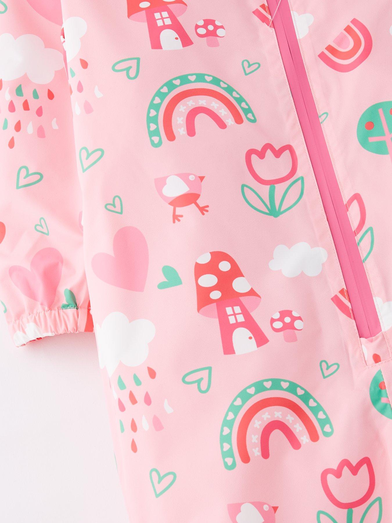 Image 4 of 4 of Mini V by Very Girls Printed Shower Resistant Puddlesuit - Pink