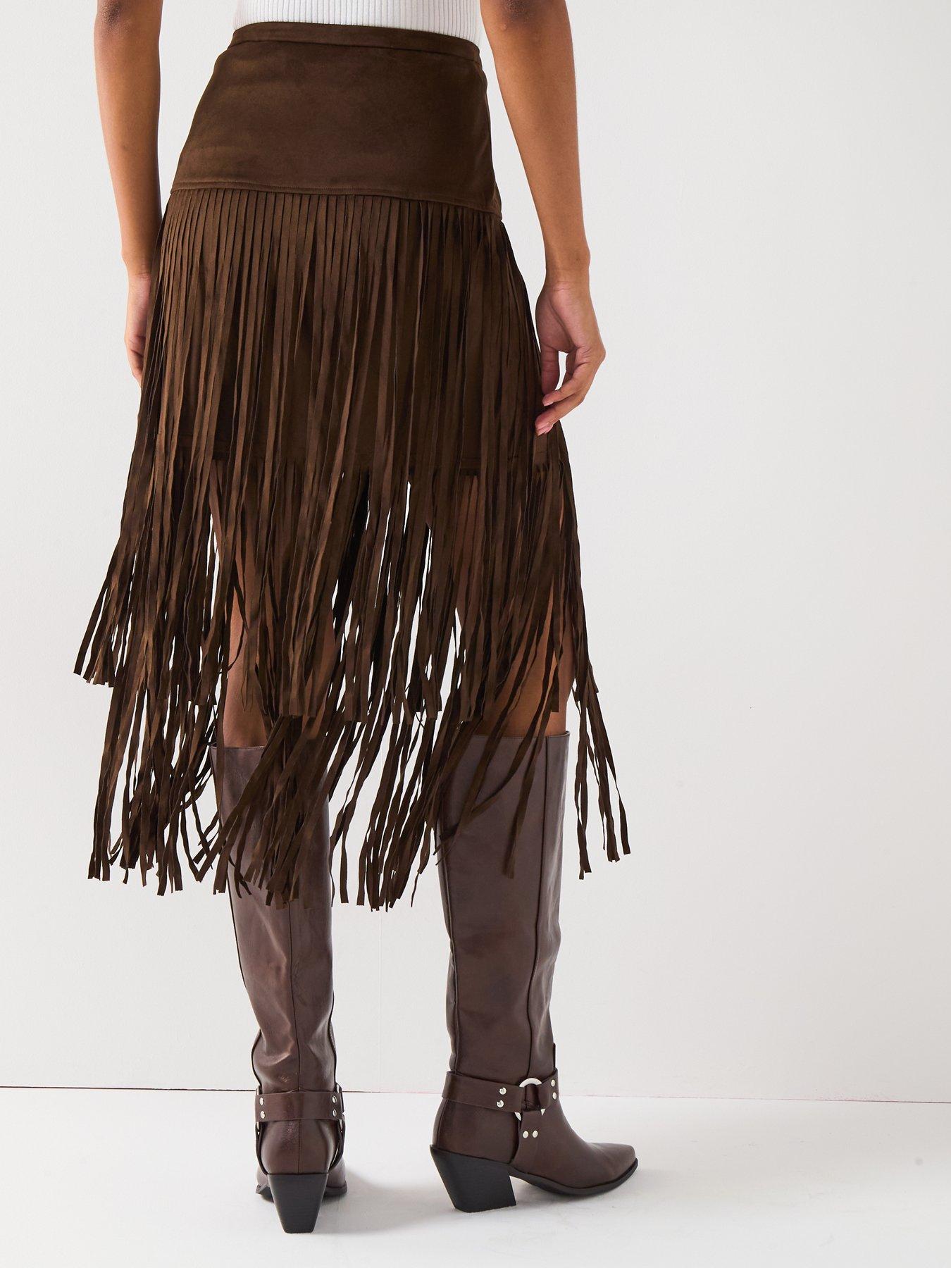 v-by-very-fringe-midi-skirt-brownstillFront