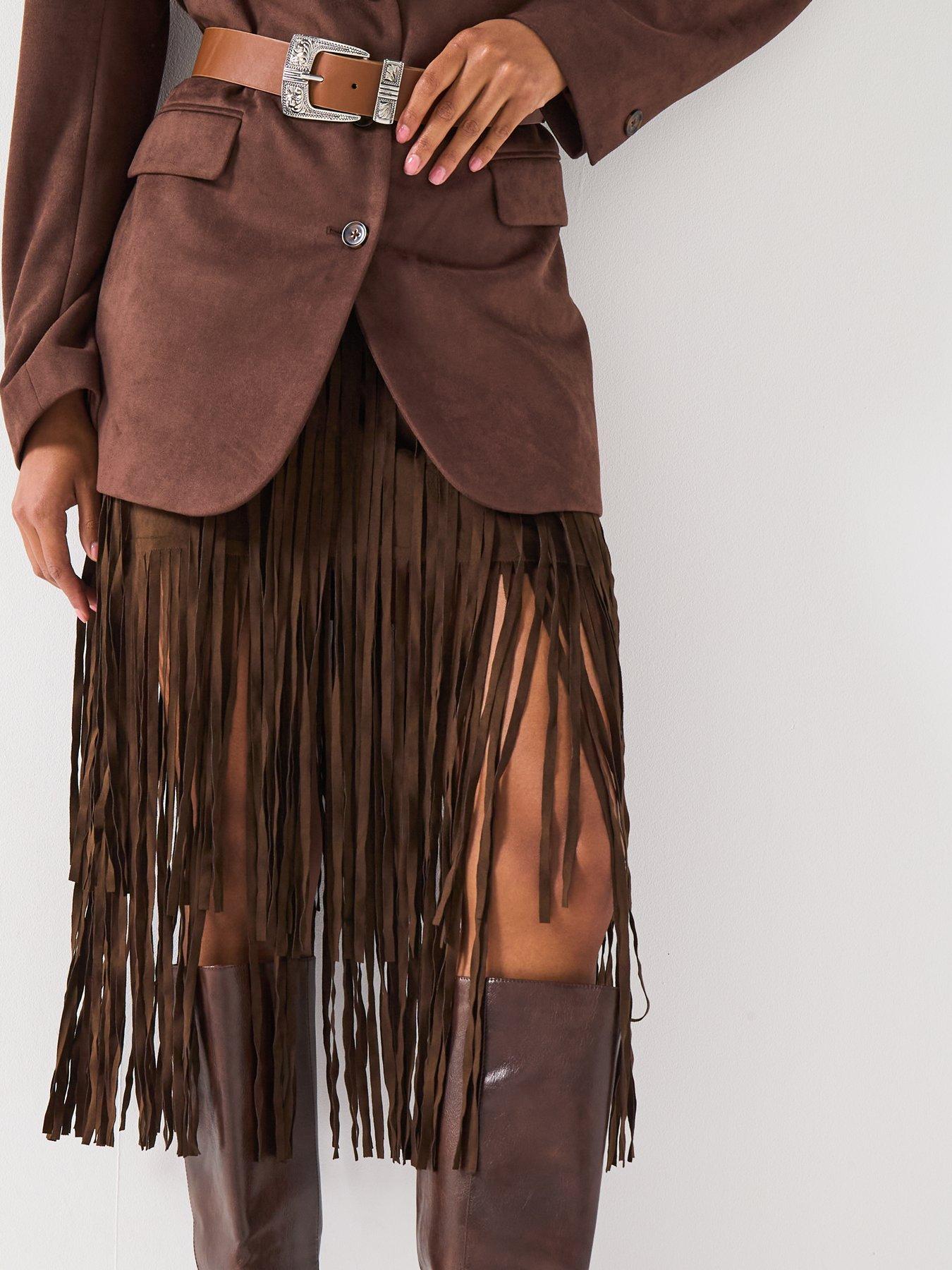 v-by-very-fringe-midi-skirt-browndetail