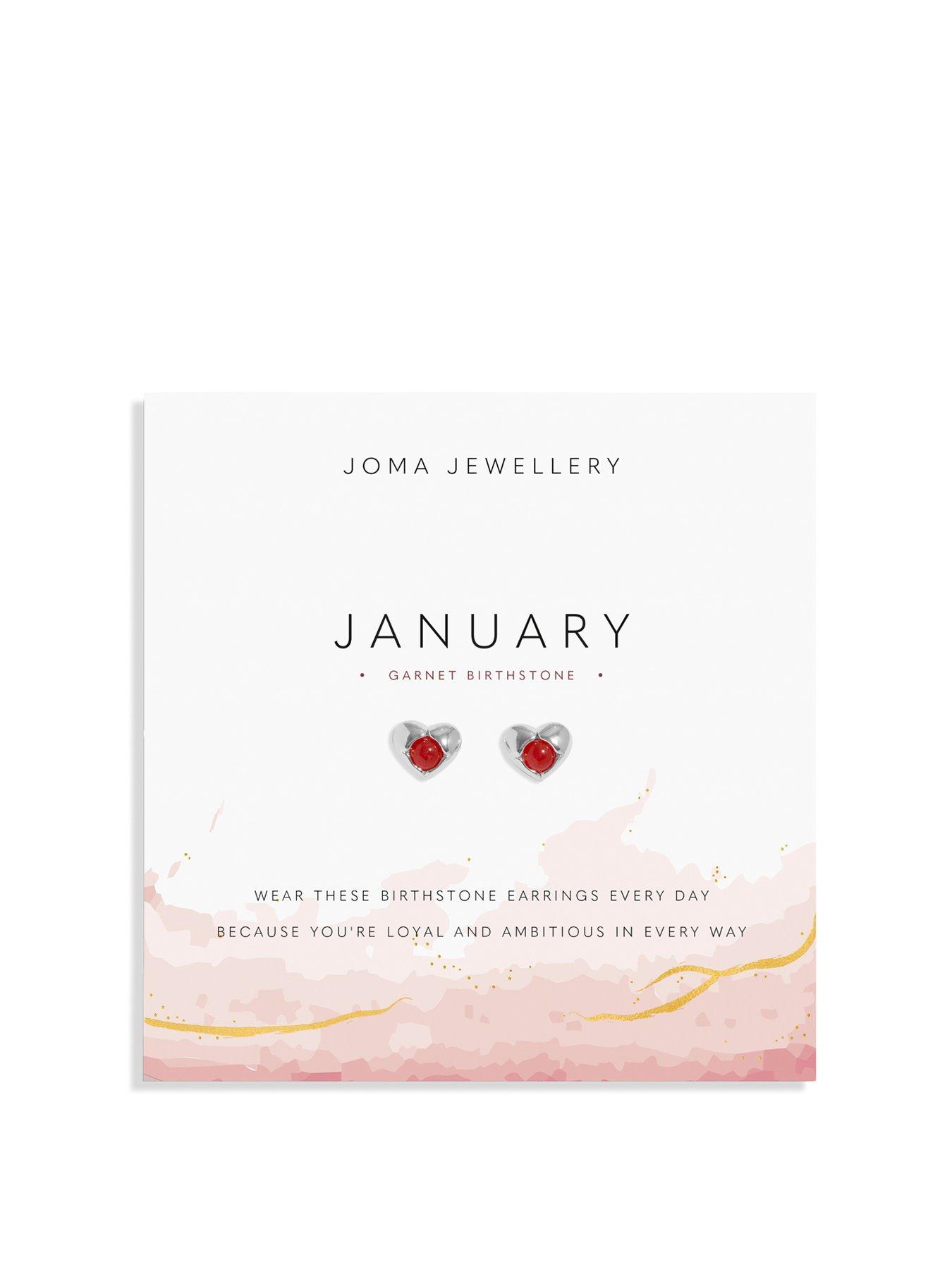 Image 1 of 4 of Joma Jewellery BIRTHSTONE EARRINGS - JANUARY GARNET - Silver Plated -&nbsp;Earrings