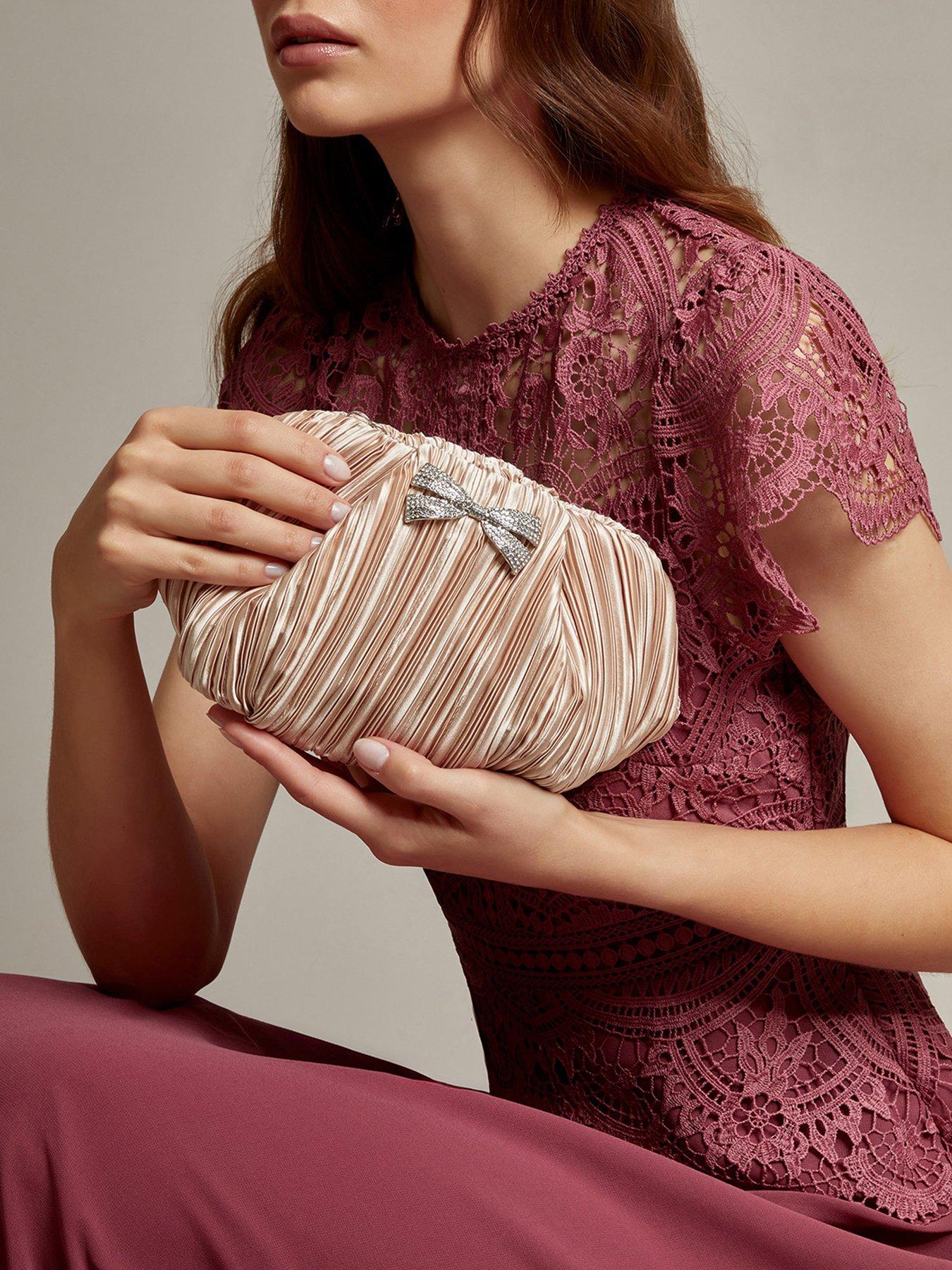 Image 2 of 5 of Monsoon Pen Pleated Bow Clutch - Pink