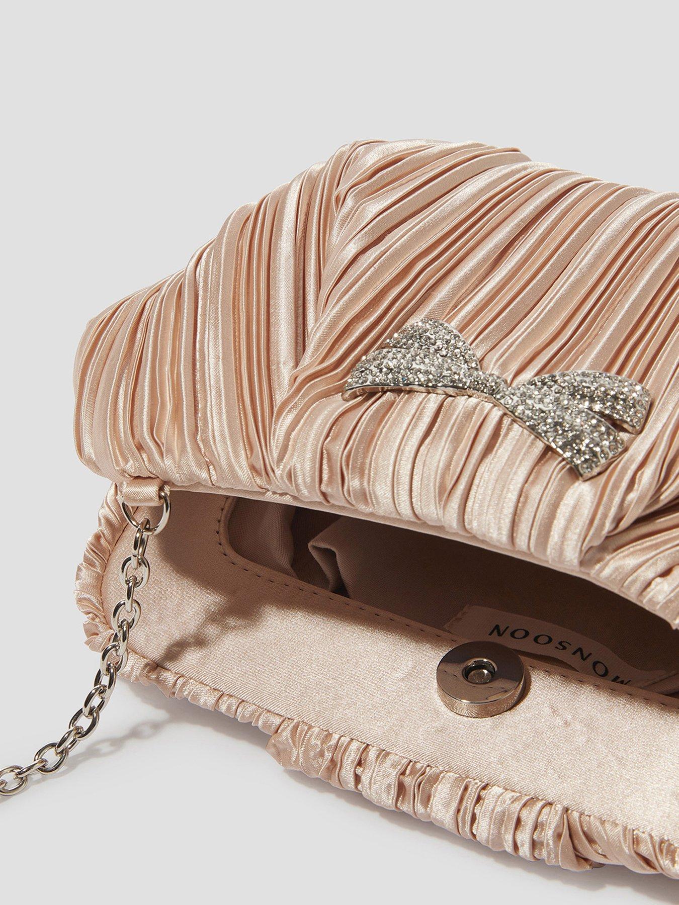 Image 5 of 5 of Monsoon Pen Pleated Bow Clutch - Pink
