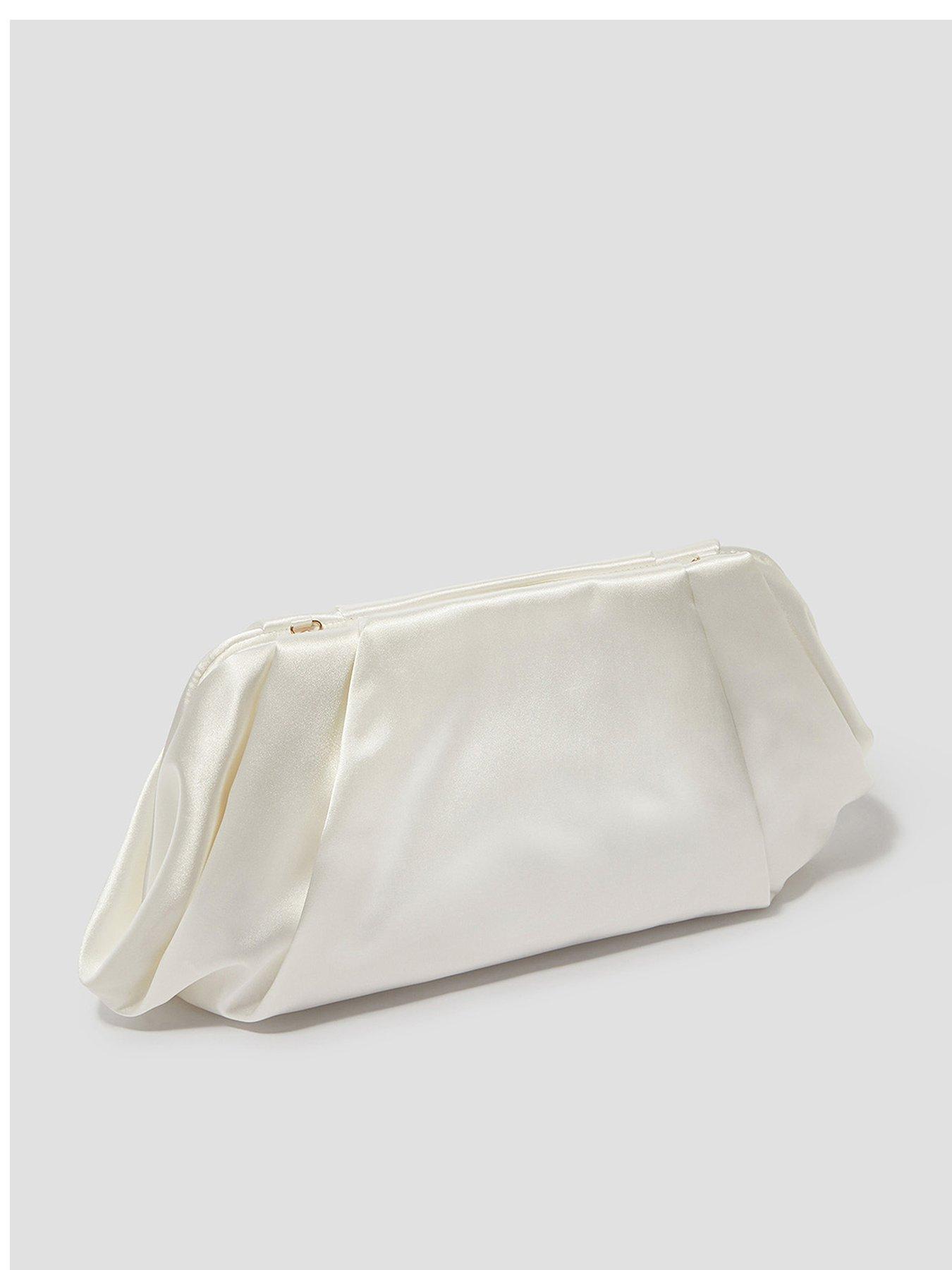 Image 1 of 5 of Monsoon Oona Satin Pleat Clutch - Ivory