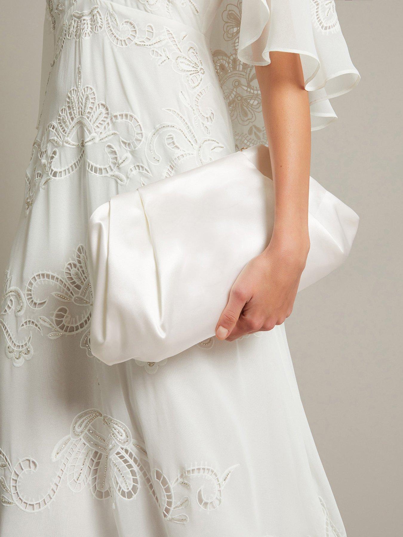Image 2 of 5 of Monsoon Oona Satin Pleat Clutch - Ivory