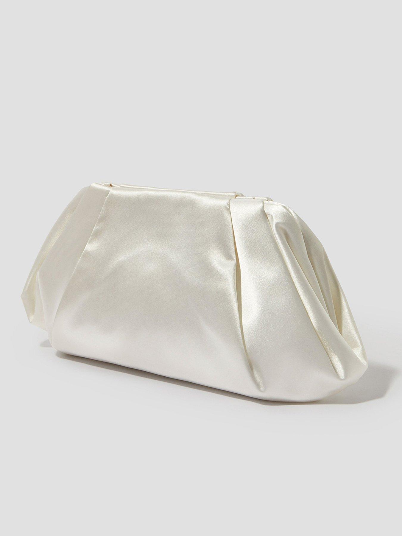 Image 3 of 5 of Monsoon Oona Satin Pleat Clutch - Ivory