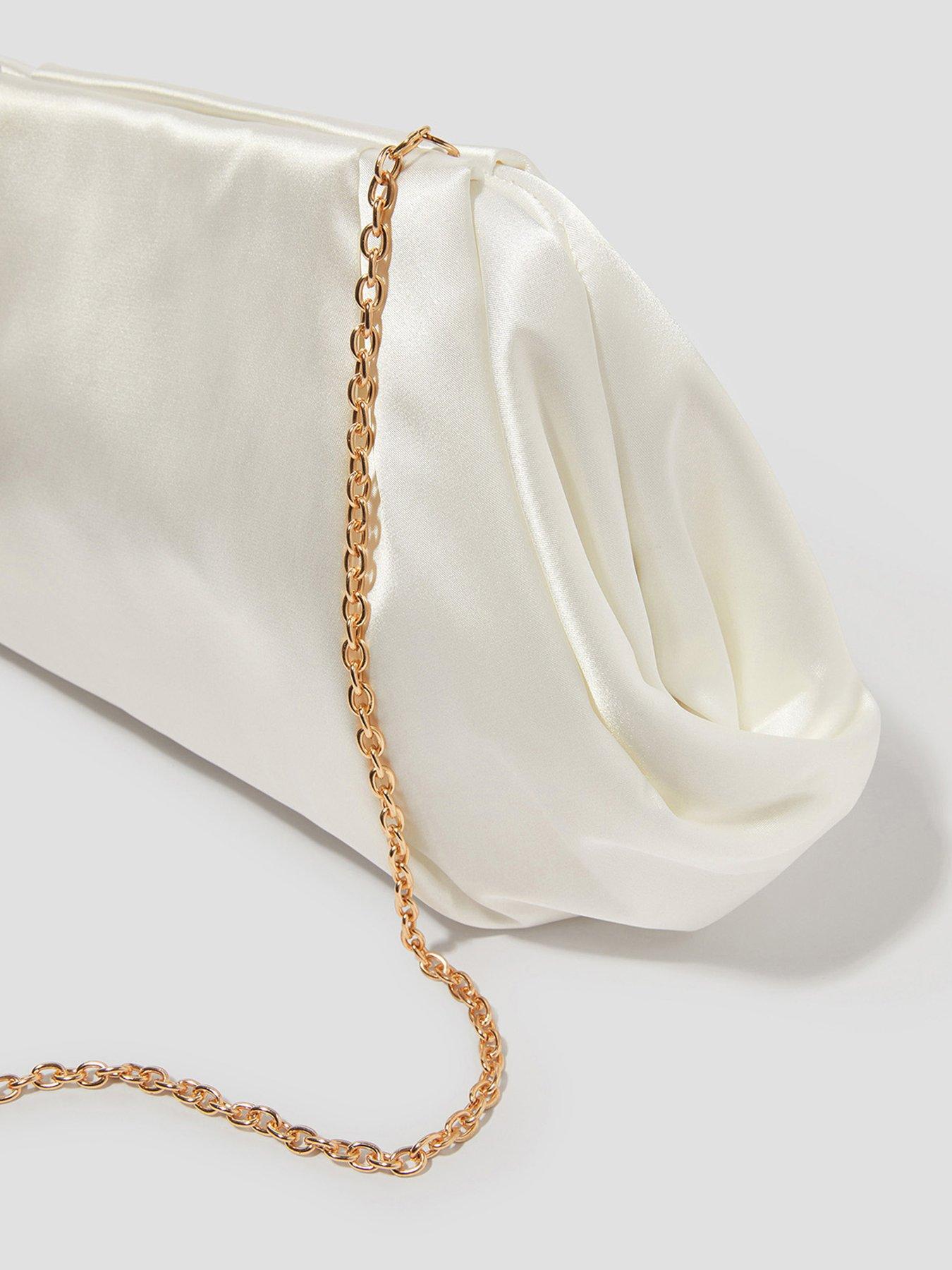 Image 4 of 5 of Monsoon Oona Satin Pleat Clutch - Ivory