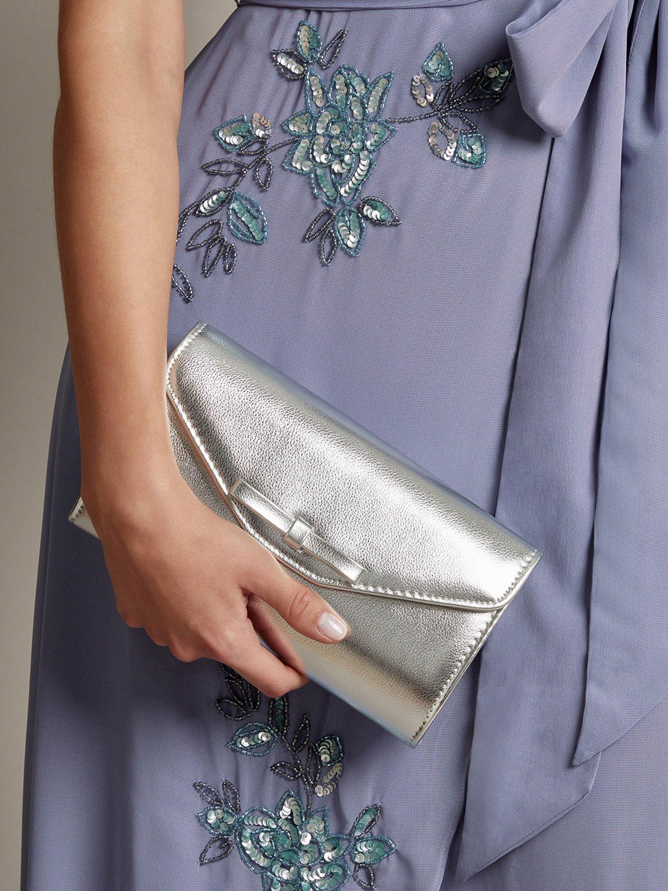 monsoon-selena-bow-clutch-silverstillFront