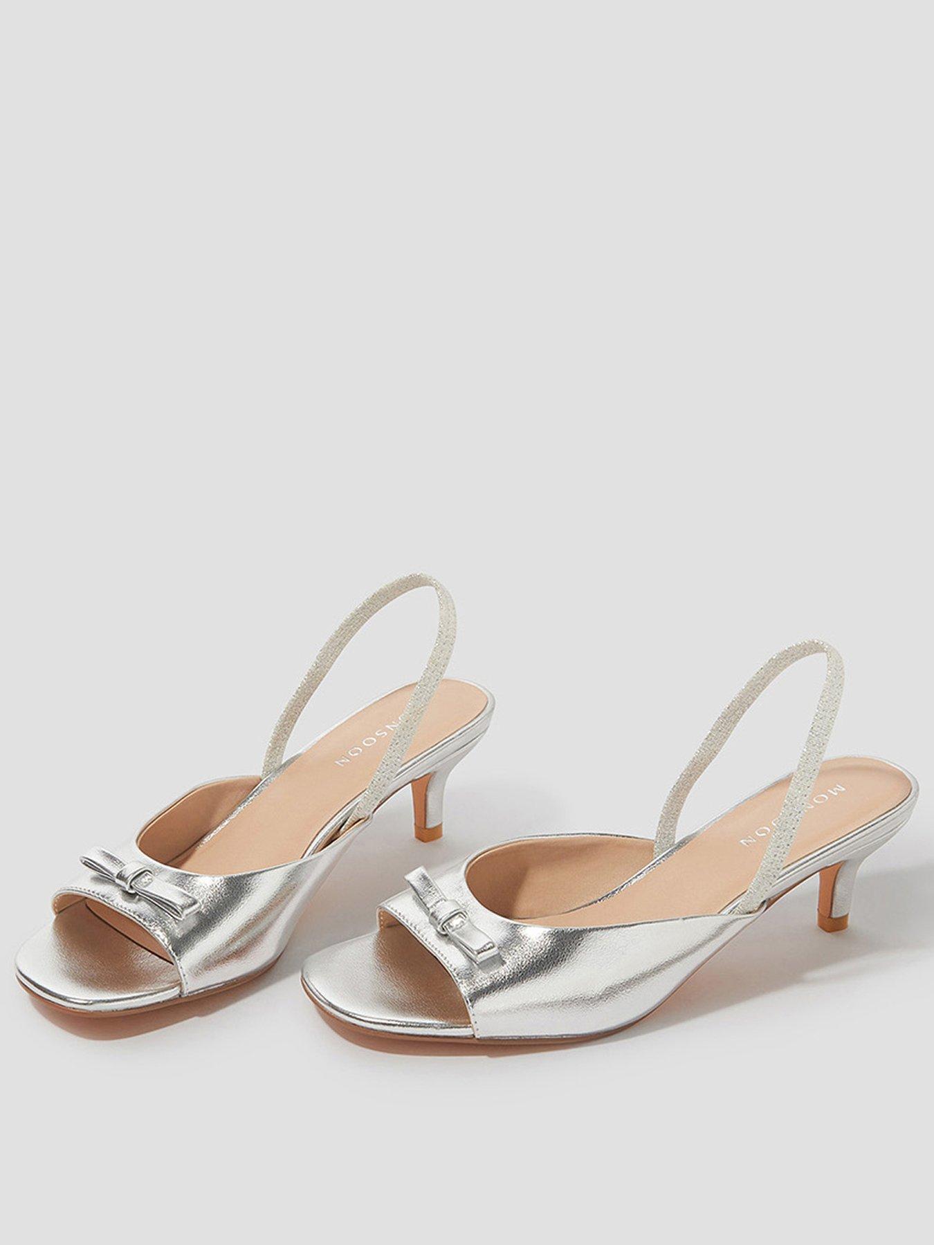 undefined Friday Bow Kitten Heels - Silver