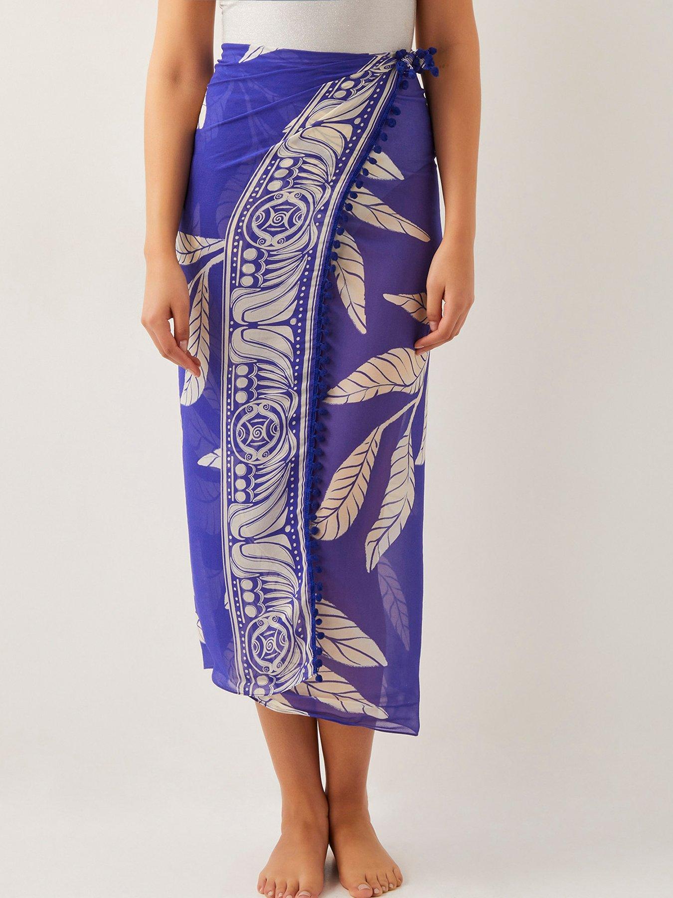 Image 1 of 5 of Monsoon Eden Leaf Kaftan - Navy