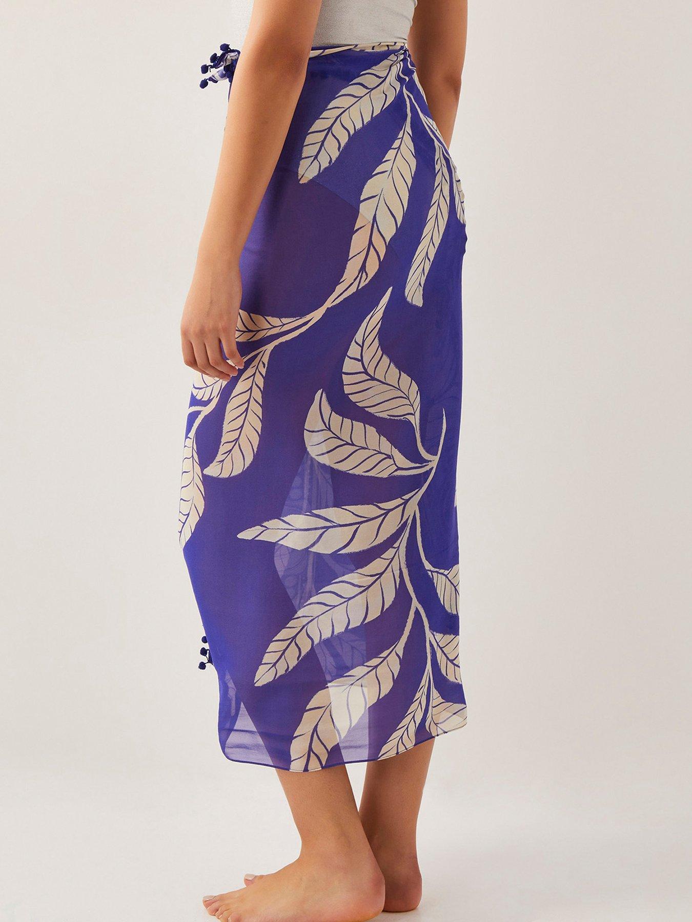 Image 2 of 5 of Monsoon Eden Leaf Kaftan - Navy