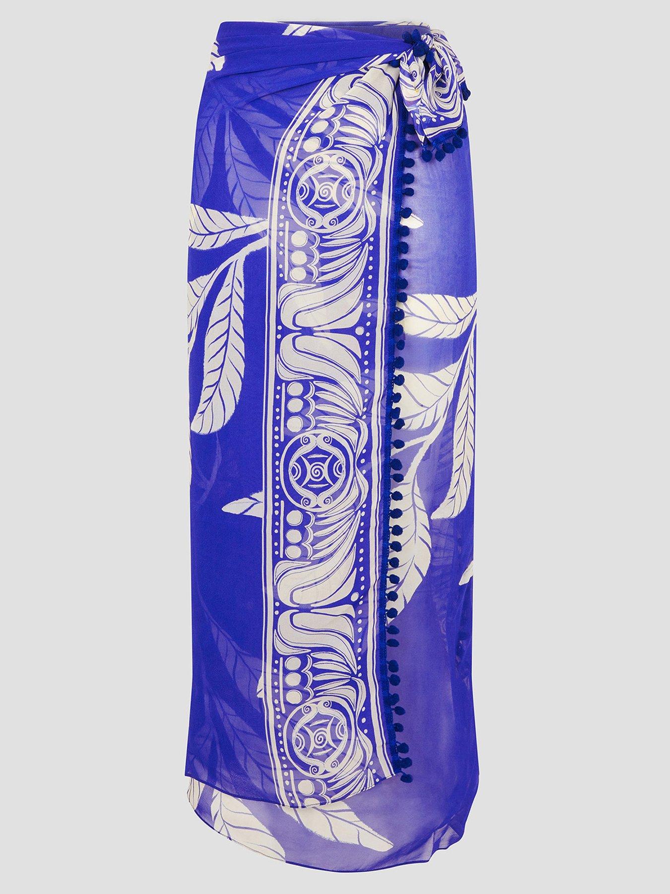 Image 3 of 5 of Monsoon Eden Leaf Kaftan - Navy