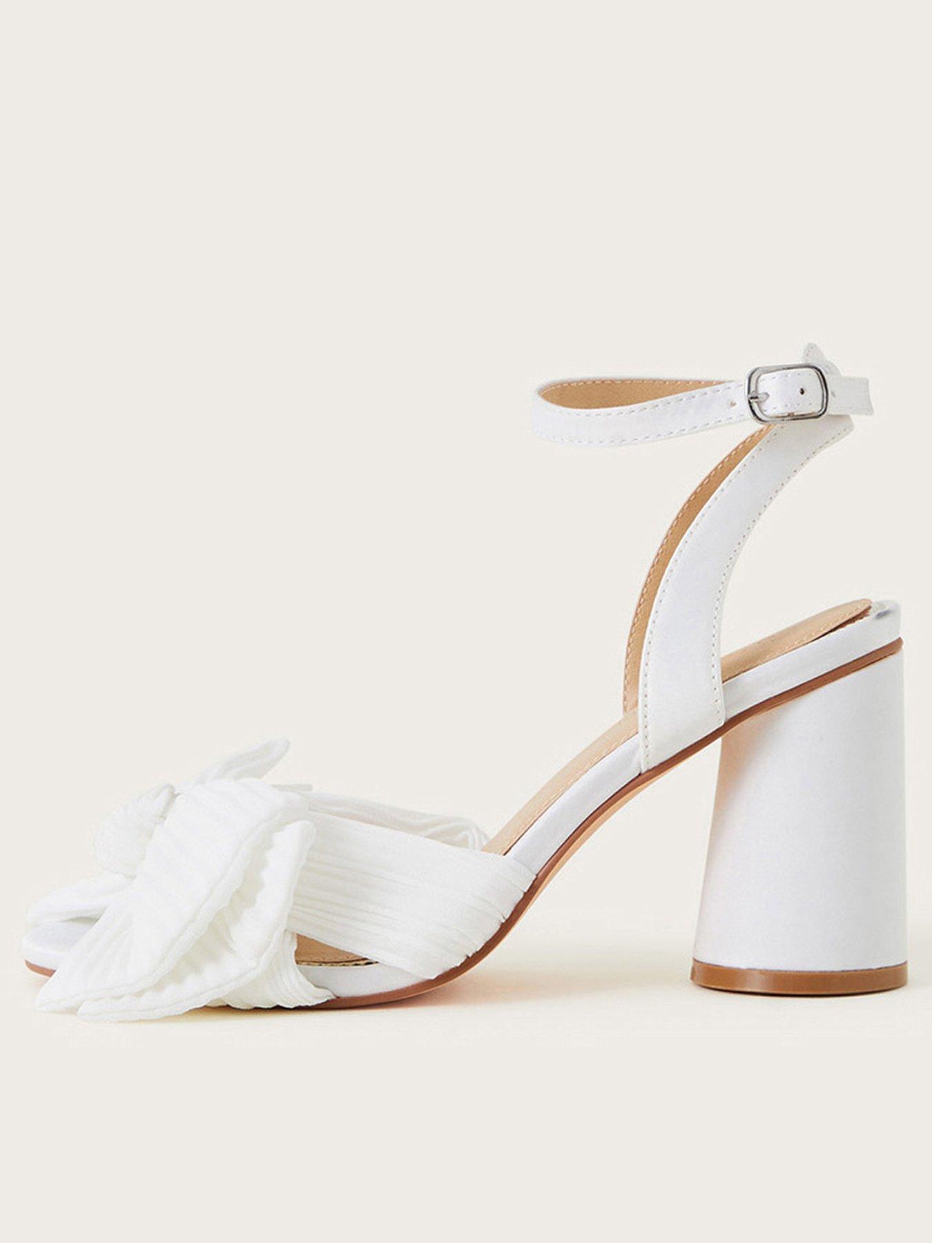 Image 1 of 4 of Monsoon Block Heel Bow Heeled Sandals &nbsp;- Cream