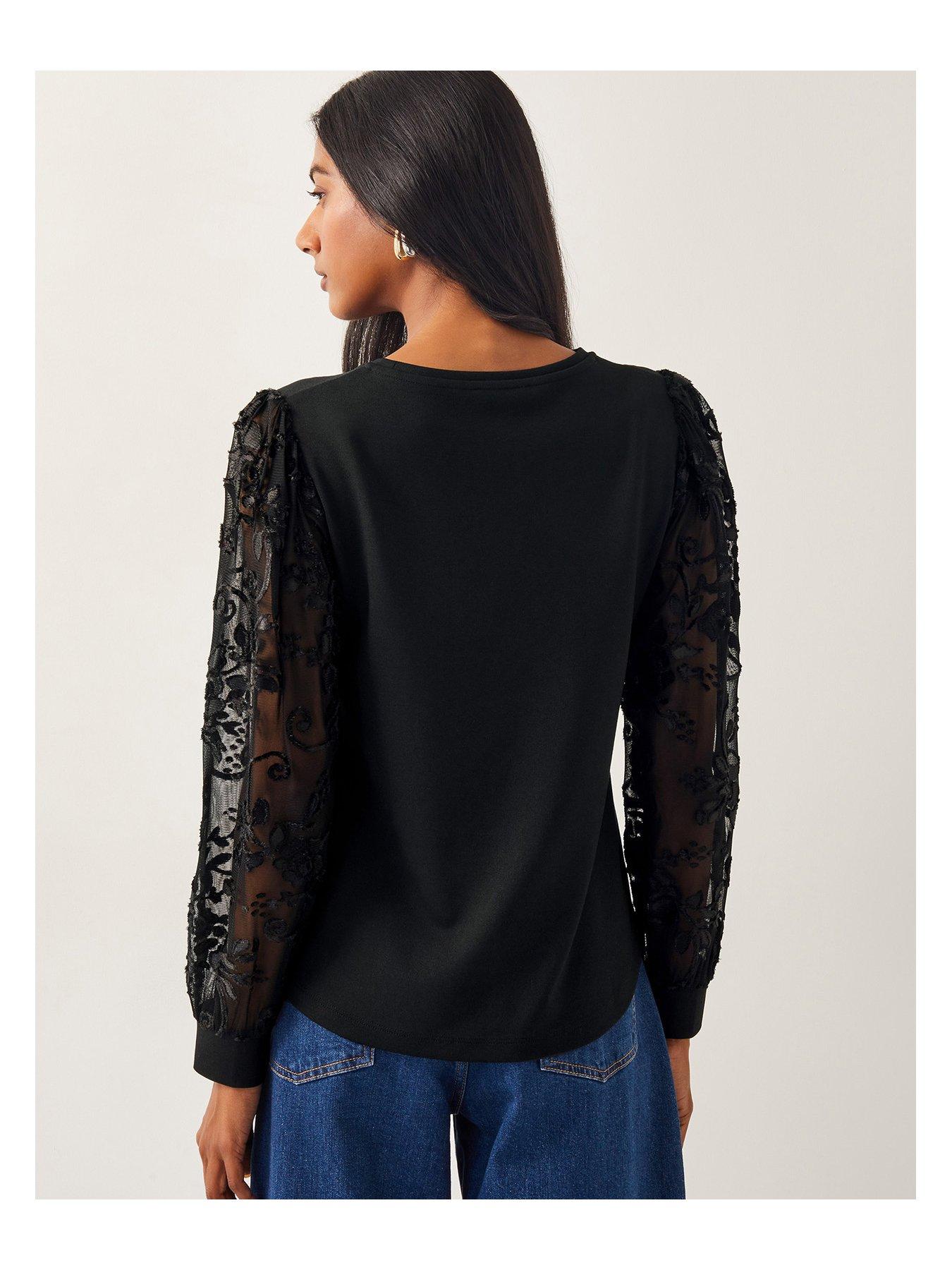 monsoon-immy-interest-sleeve-top-blackstillFront