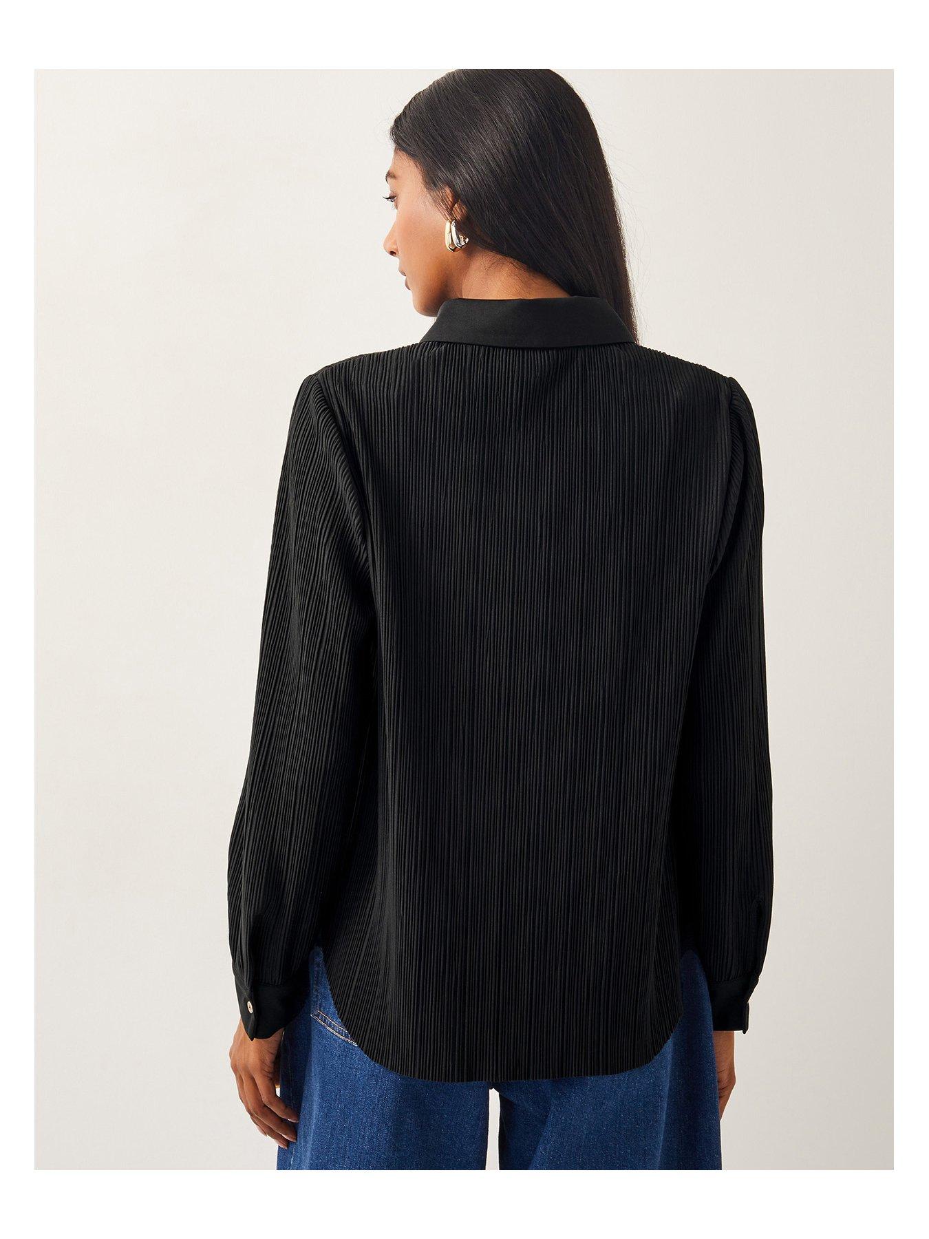 Image 2 of 6 of Monsoon Paula Plisse Shirt - Black