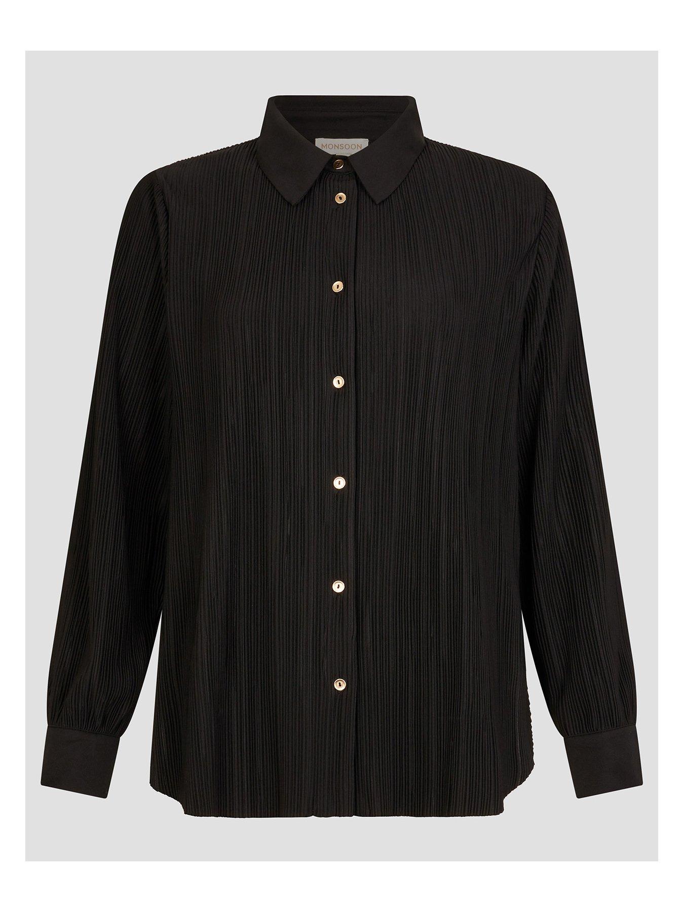 Image 4 of 6 of Monsoon Paula Plisse Shirt - Black