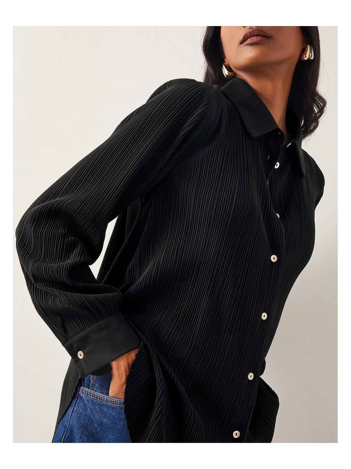 Image 5 of 6 of Monsoon Paula Plisse Shirt - Black