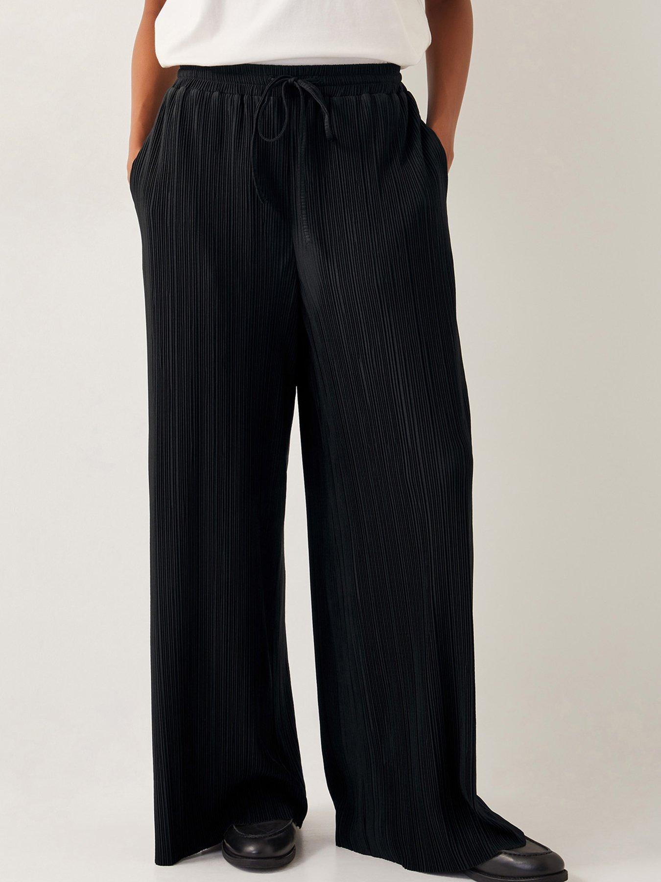 Image of Monsoon Paula Plisse Trousers - Black