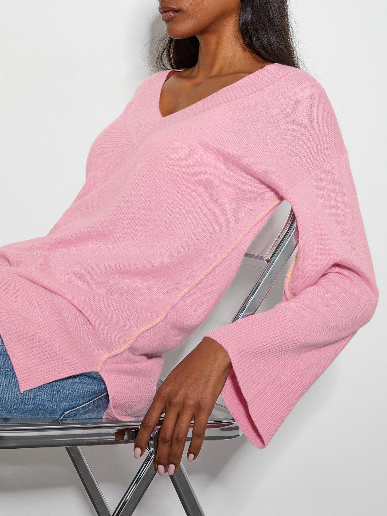 monsoon-cree-v-neck-cashmere-jumper-pinkdetail