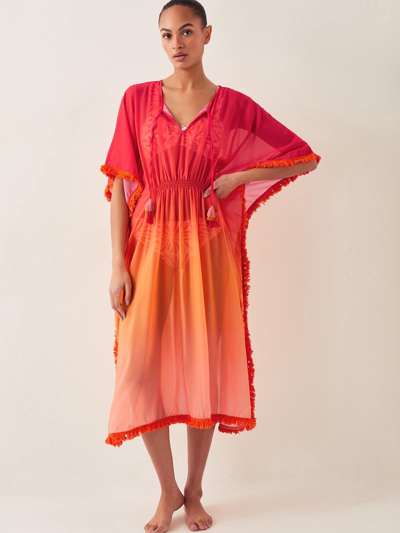 Image 1 of 5 of Monsoon Miley Ombre Kaftan - Orange Sunset