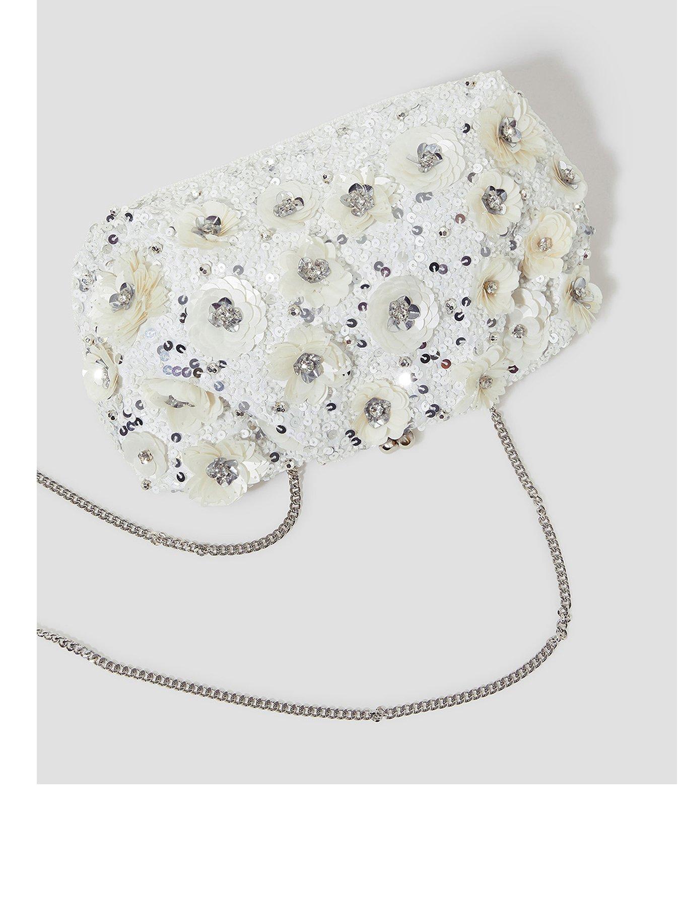 Image 1 of 5 of Monsoon Mia Floral Embroidered Clutch - Cream
