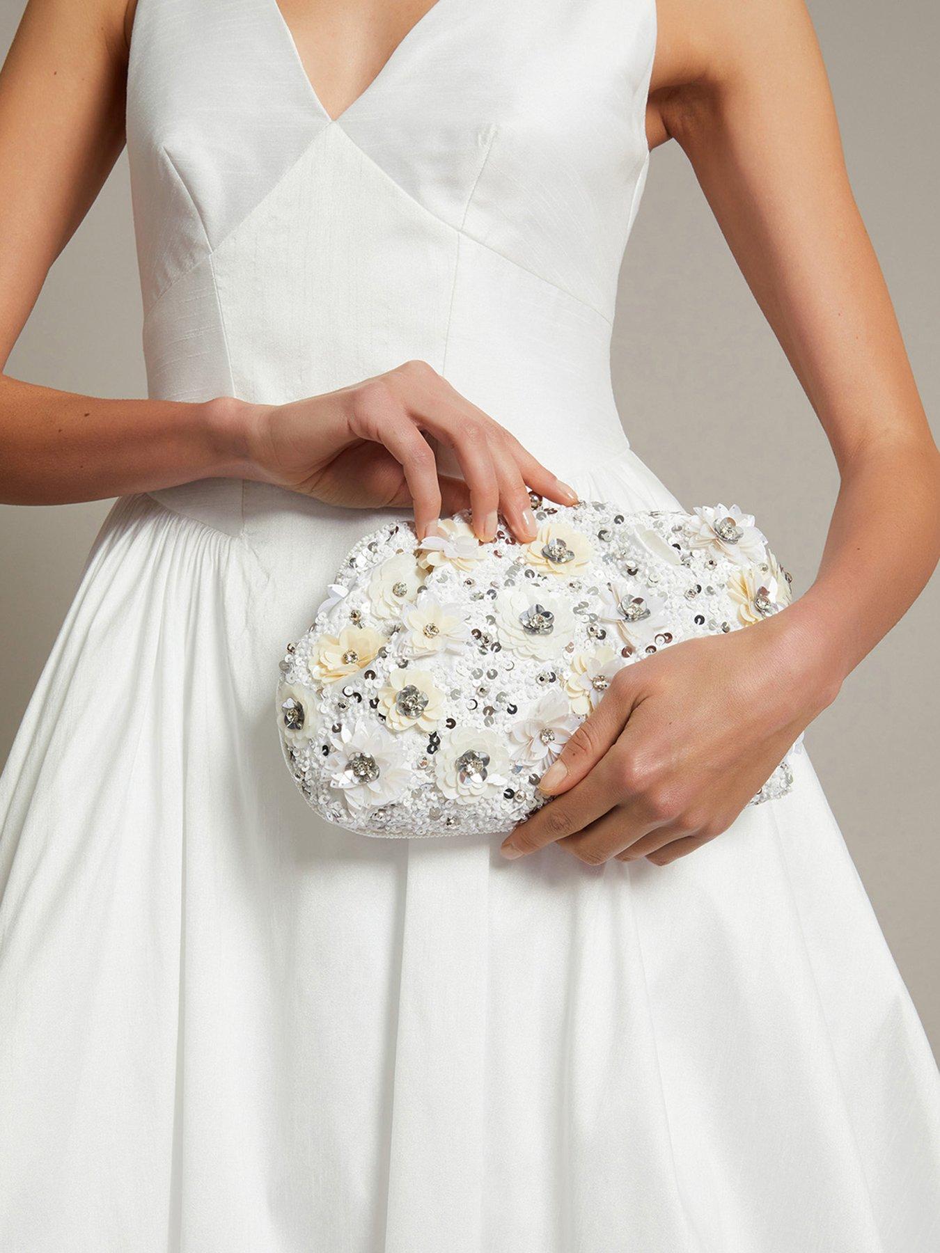 Image 2 of 5 of Monsoon Mia Floral Embroidered Clutch - Cream
