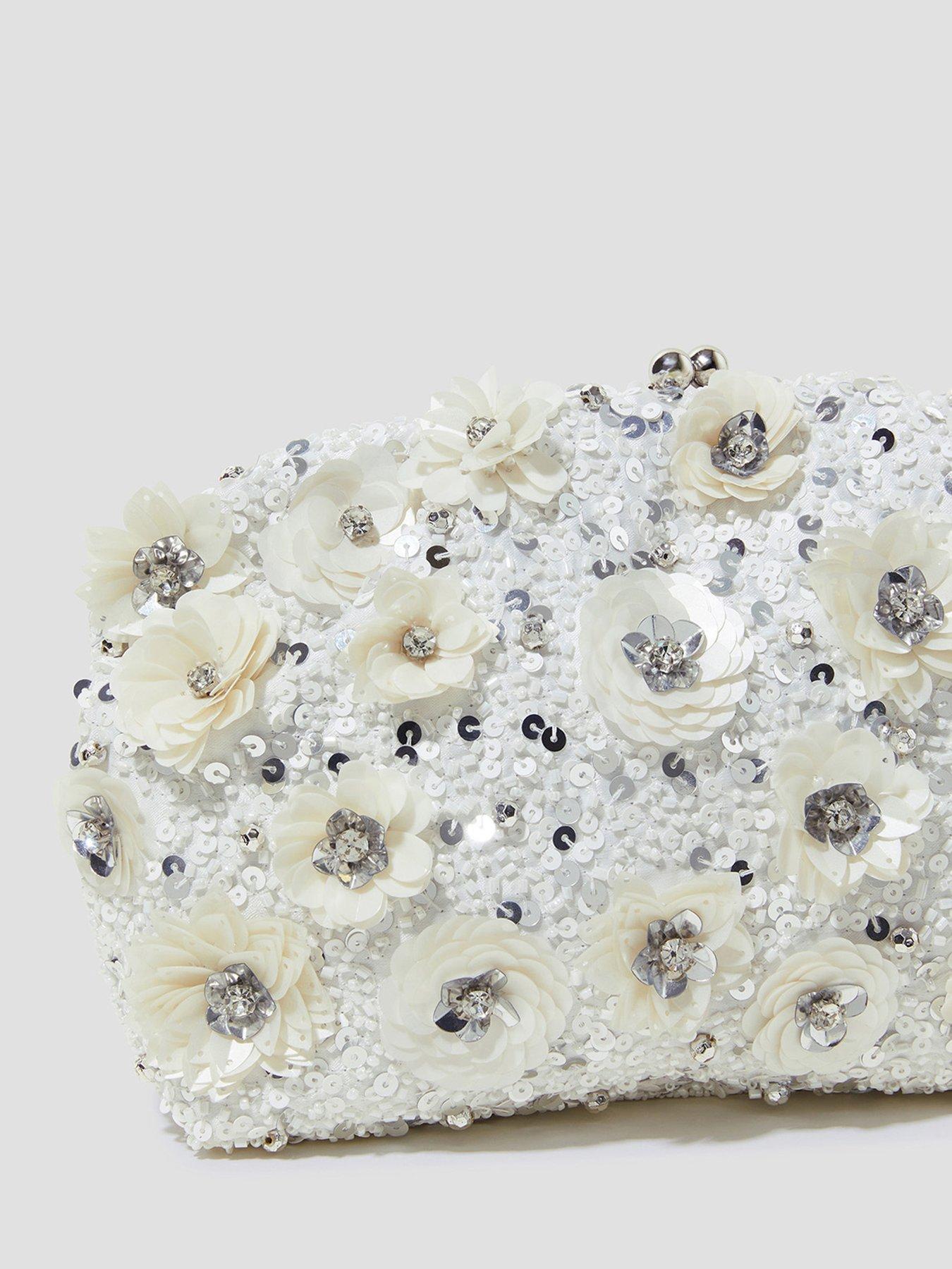 Image 4 of 5 of Monsoon Mia Floral Embroidered Clutch - Cream