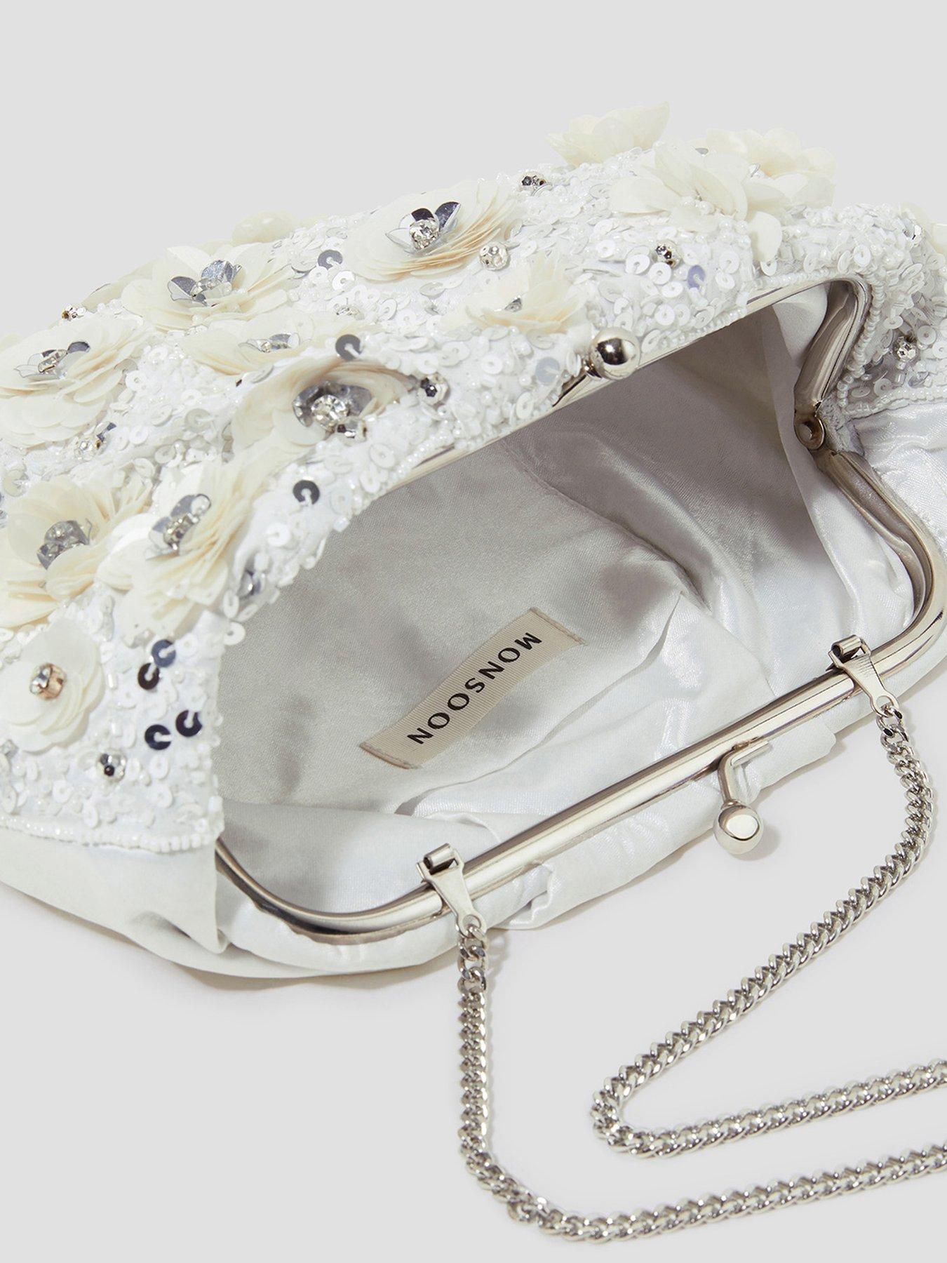 Image 5 of 5 of Monsoon Mia Floral Embroidered Clutch - Cream