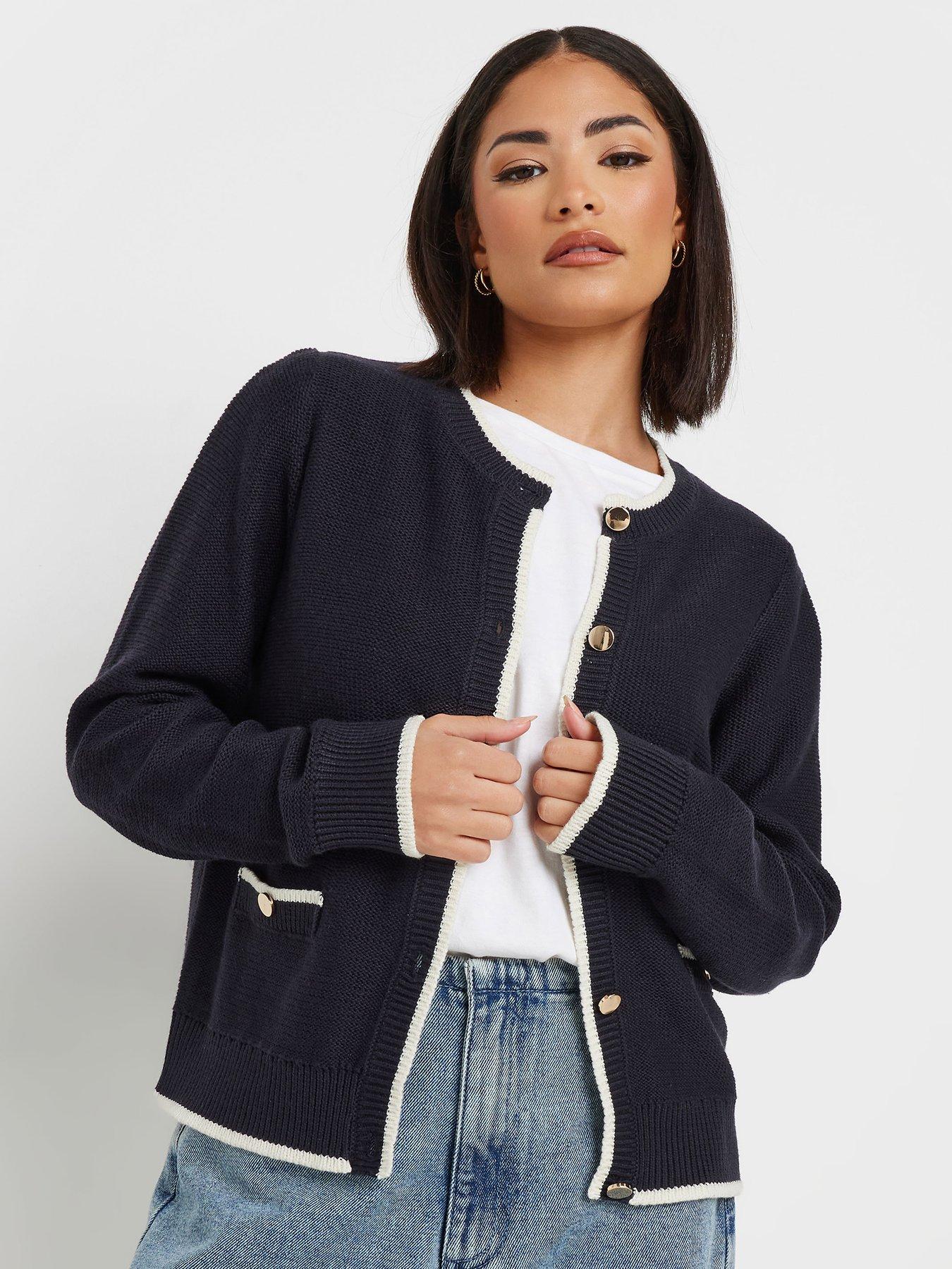undefined Tipping Button Through Cardigan - Blue