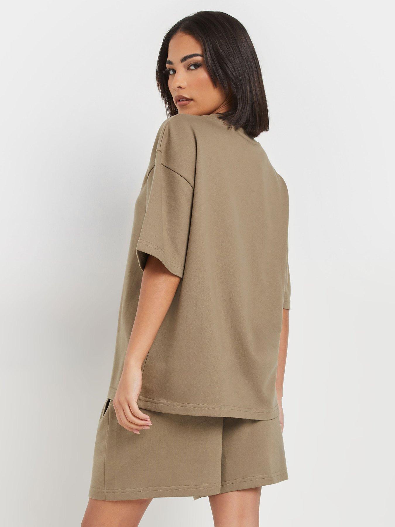 Image 2 of 4 of PixieGirl Short Sleeve Sweat Top &amp; Shorts Set - Brown