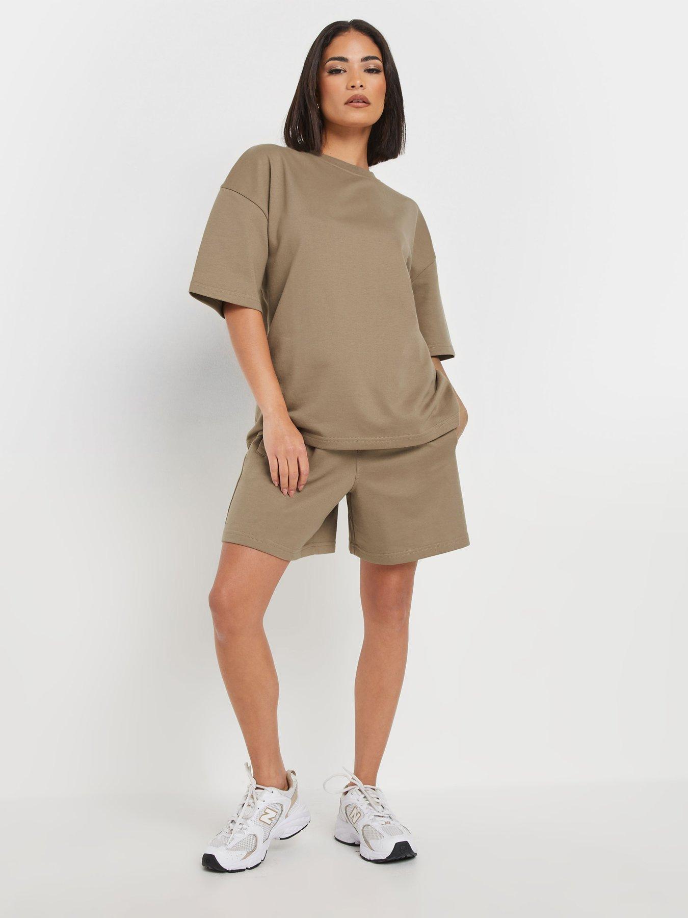 Image 3 of 4 of PixieGirl Short Sleeve Sweat Top &amp; Shorts Set - Brown