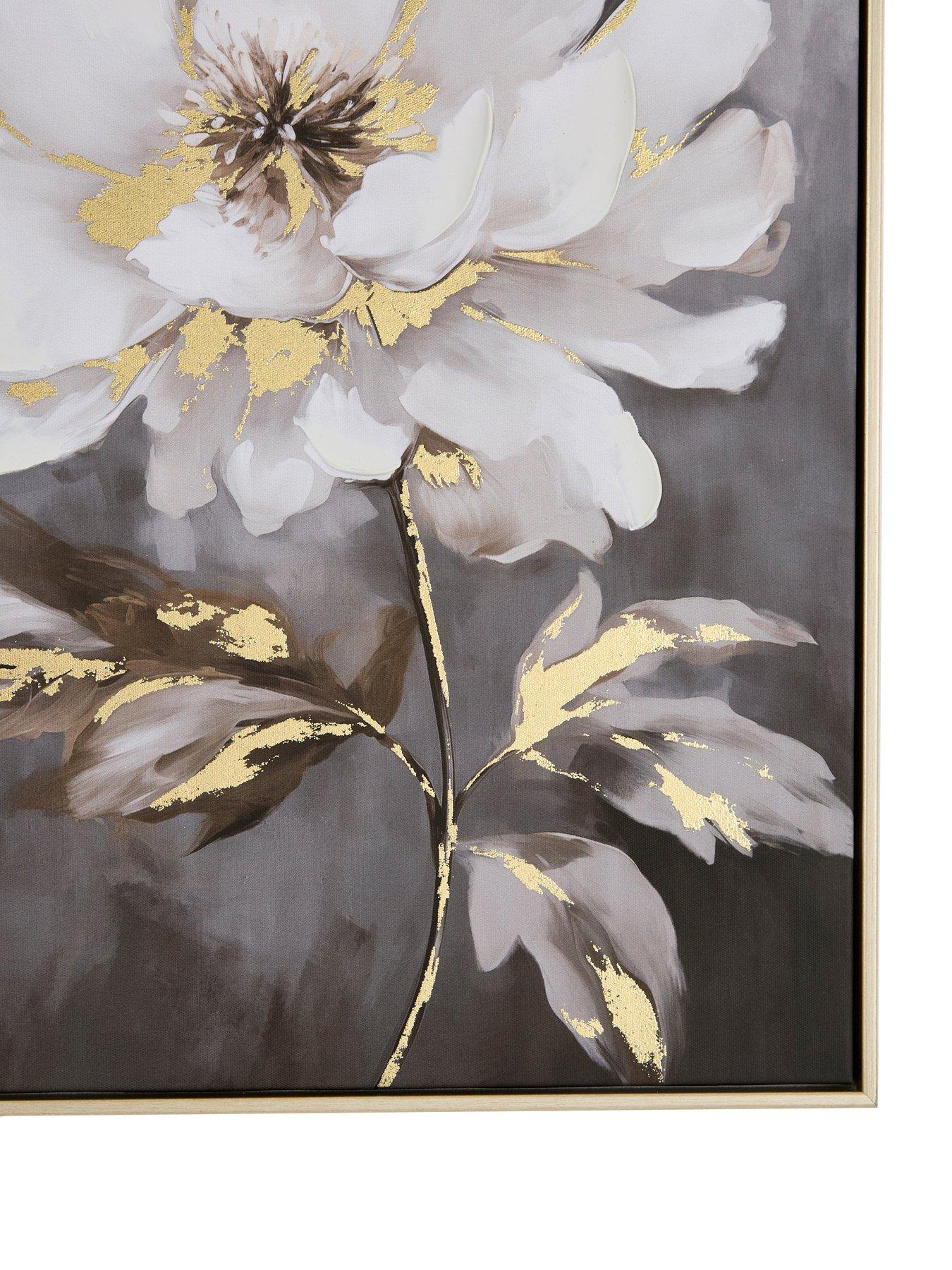 Image 6 of 6 of The Very Collection Set of 2 Printed White Flower Capped Canvas with Gold Foil 40x50cm - FSC&reg; Certified