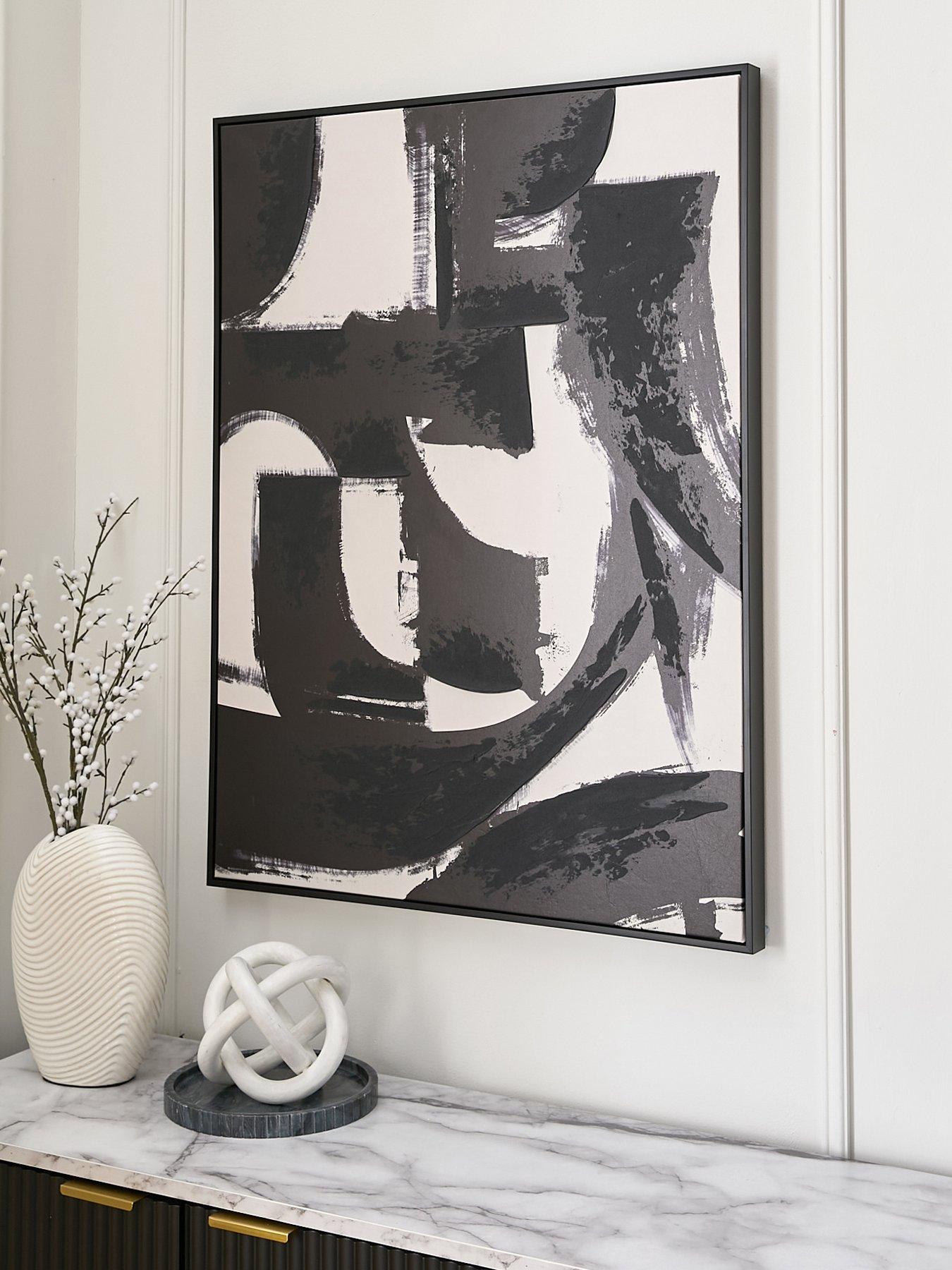 Very Home Black/White Hand Paint Lines Printed Canvas 76x100cm - FSC® Certified