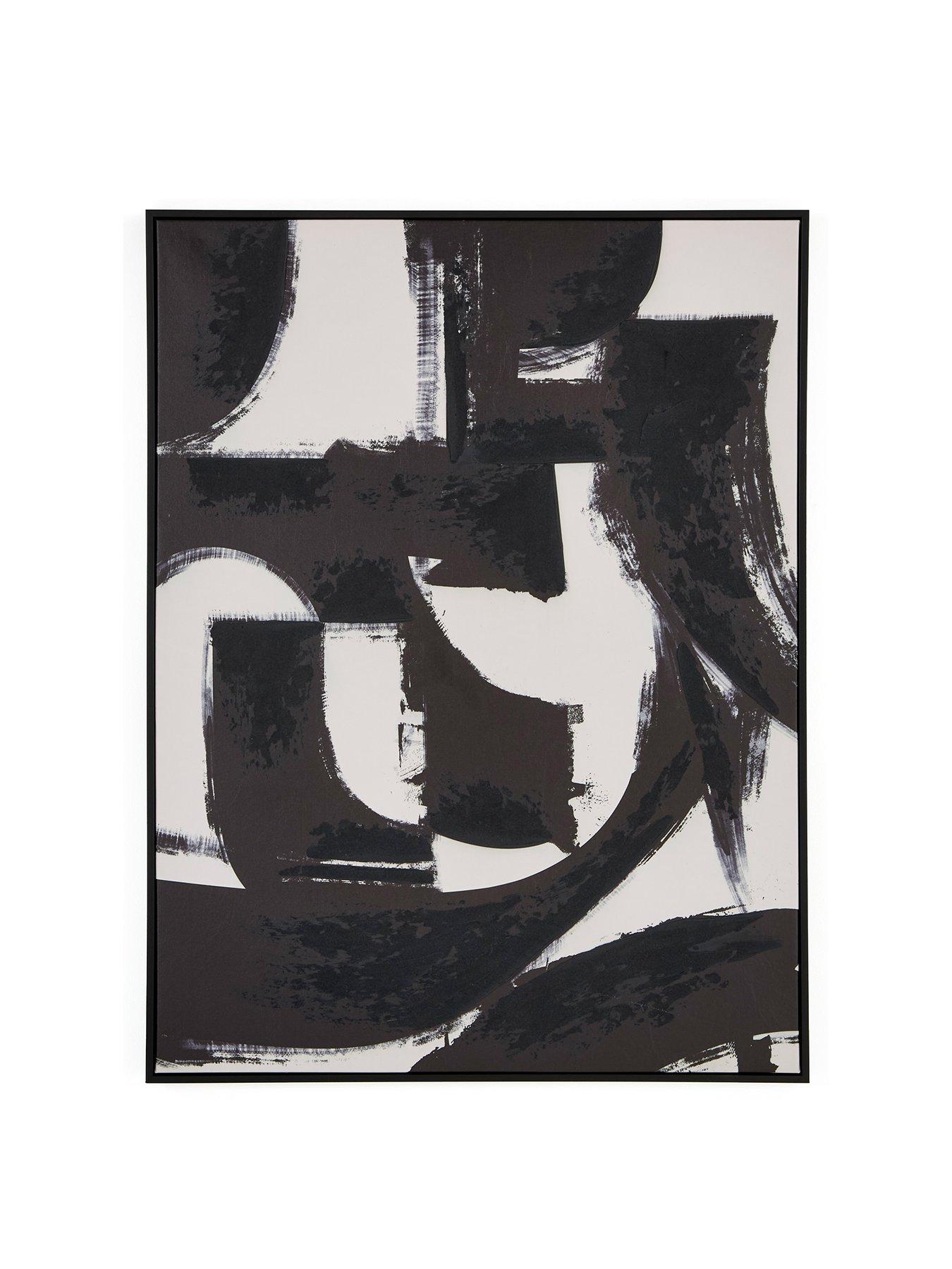 Image 2 of 6 of Very Home Black/White Hand Paint Lines Printed Canvas 76x100cm - FSC&reg;&nbsp;Certified