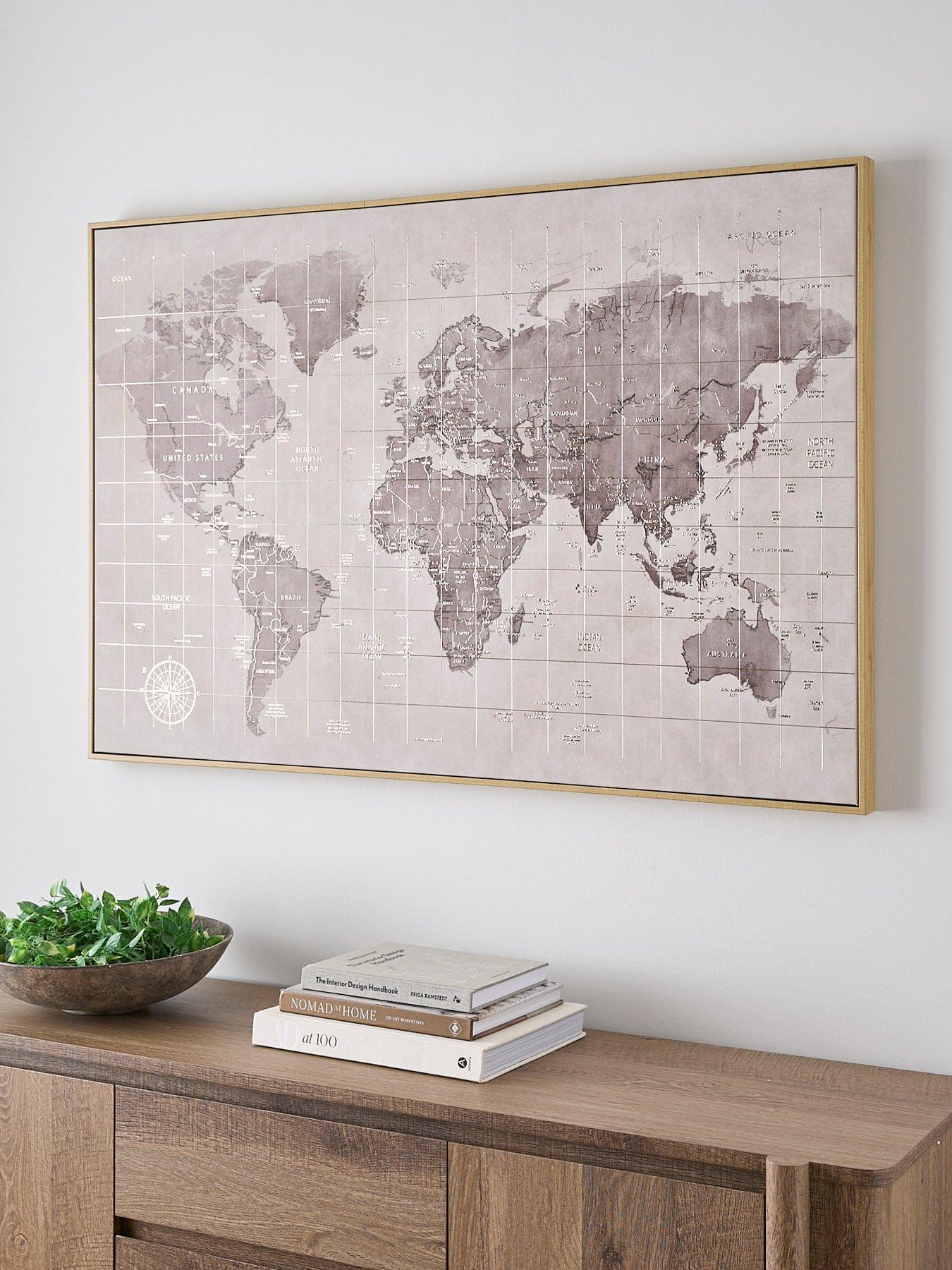 Very Home Printed World Map Canvas with Gold Foil 80x120cm - FSC® Certified