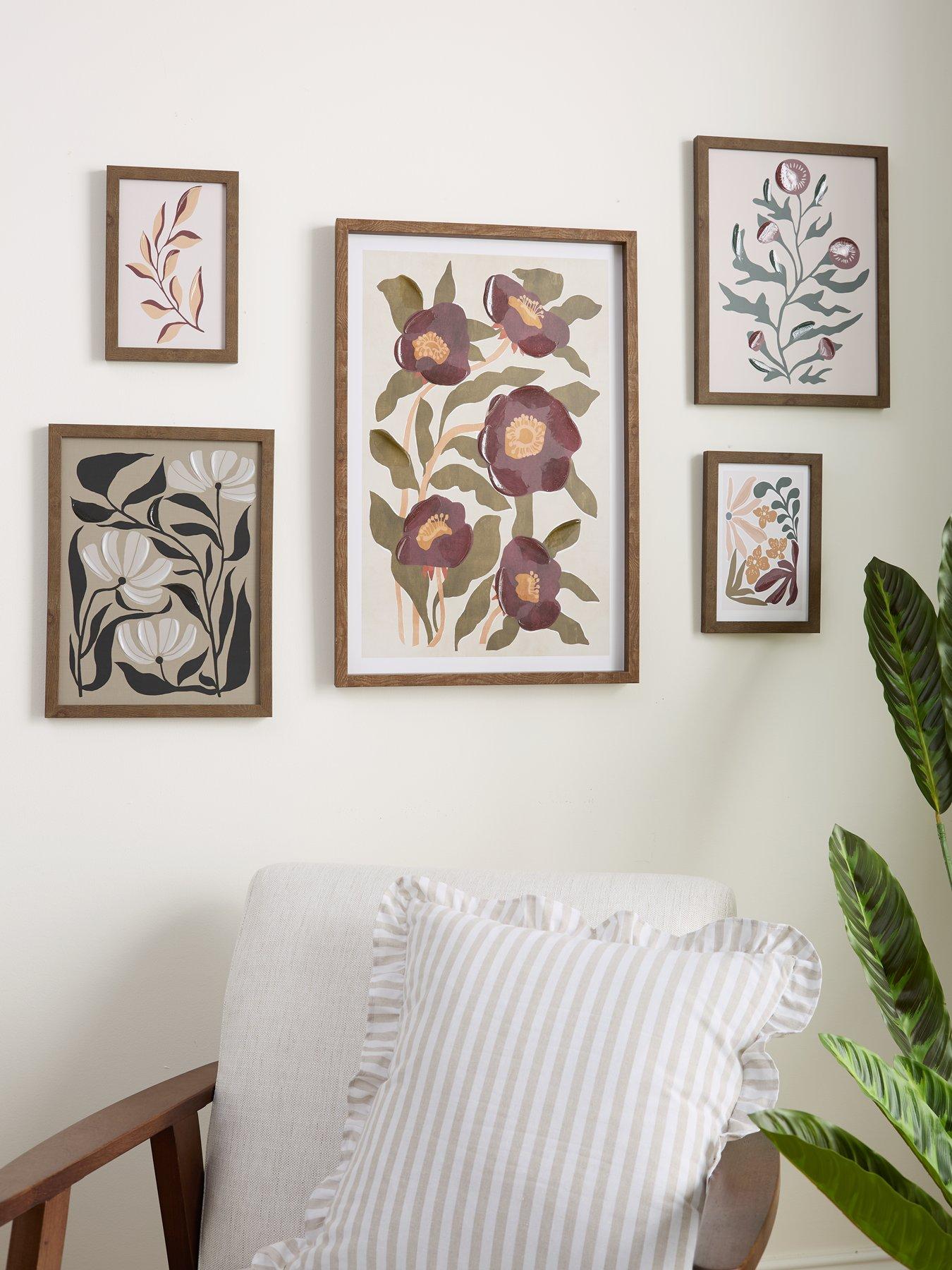 Very Home Set of 5 Abstract Printed Canvas with Hand Paint - FSC® Certified