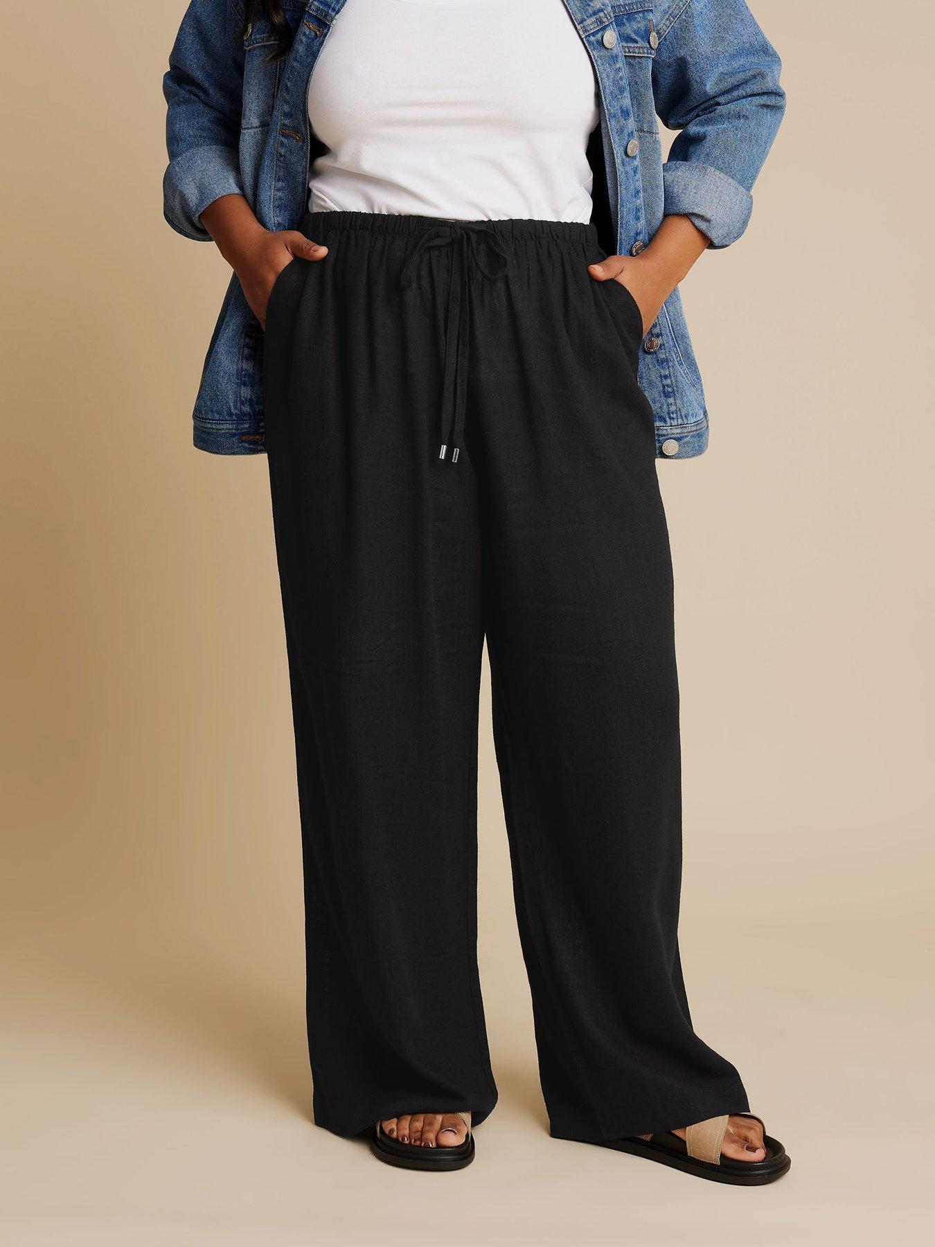 yours-curve-linen-skinny-waistband-trousers