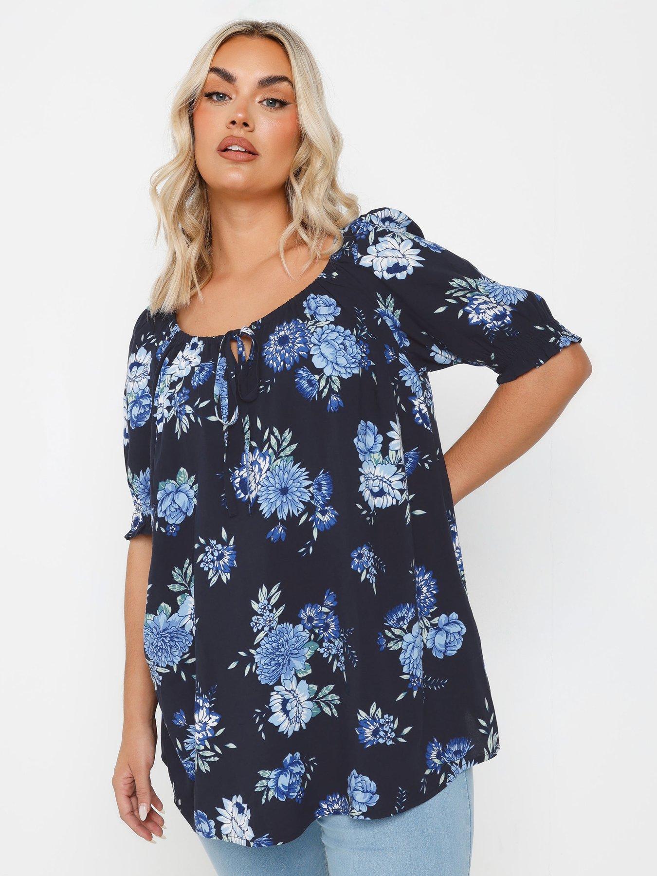 Image 1 of 4 of Yours Curve Boho Top - Blue