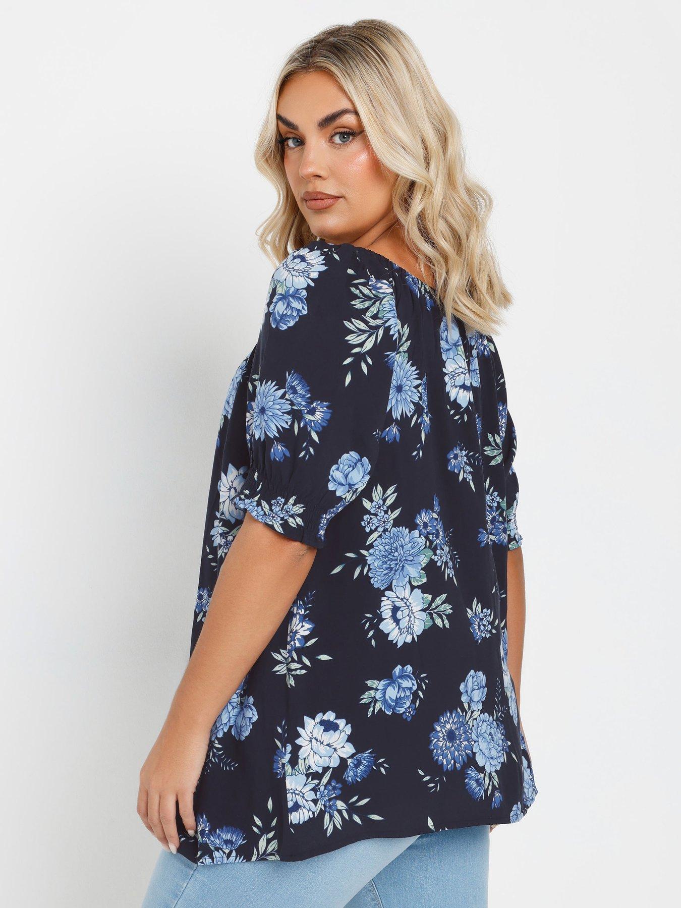 Image 2 of 4 of Yours Curve Boho Top - Blue