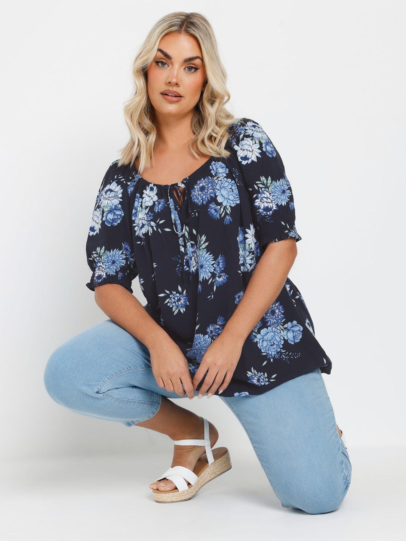 Image 3 of 4 of Yours Curve Boho Top - Blue